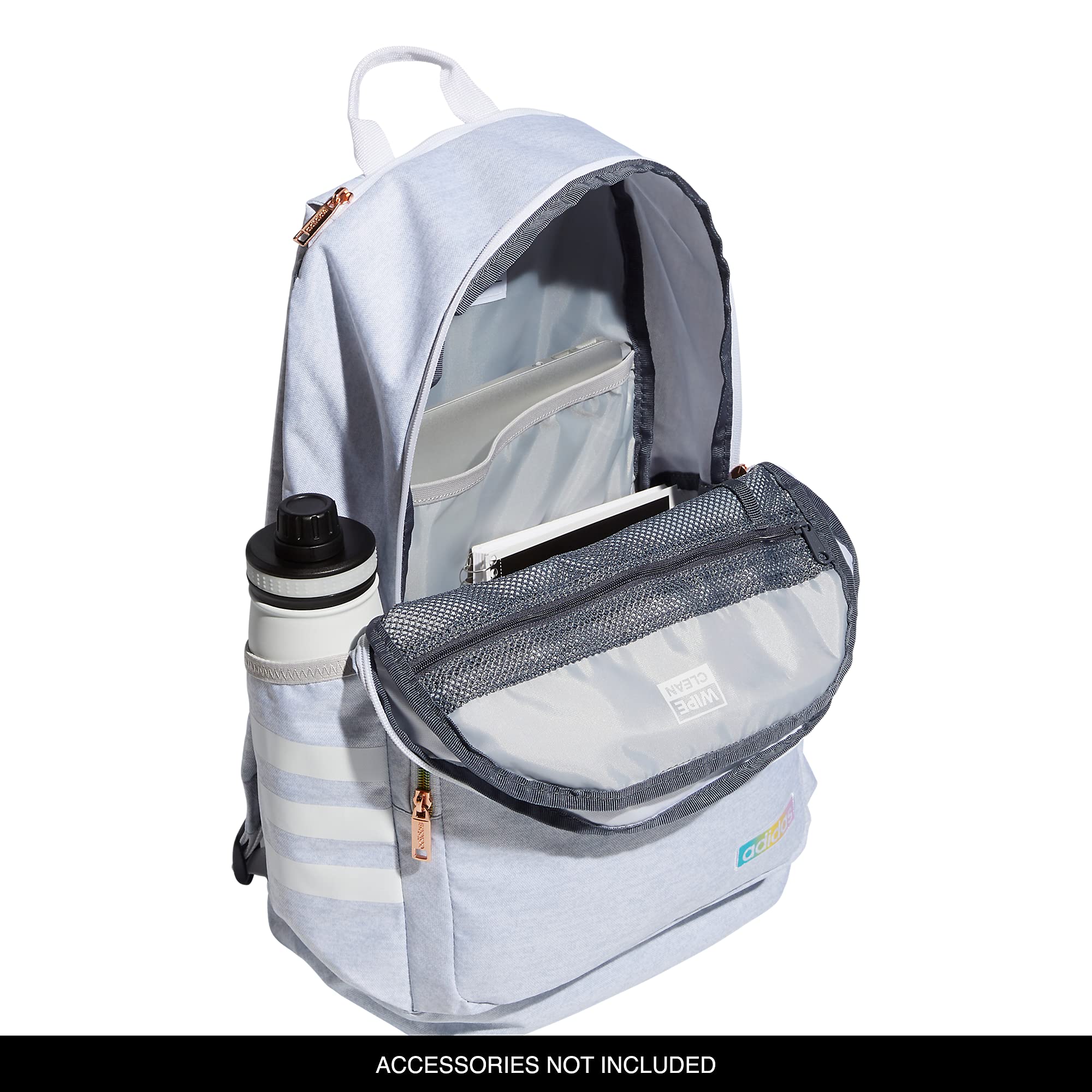 Foto 3 pulgar | Mochila Adidas Classic De 3 Rayas, Duradera, Unisex, Blanca - Venta Internacional.