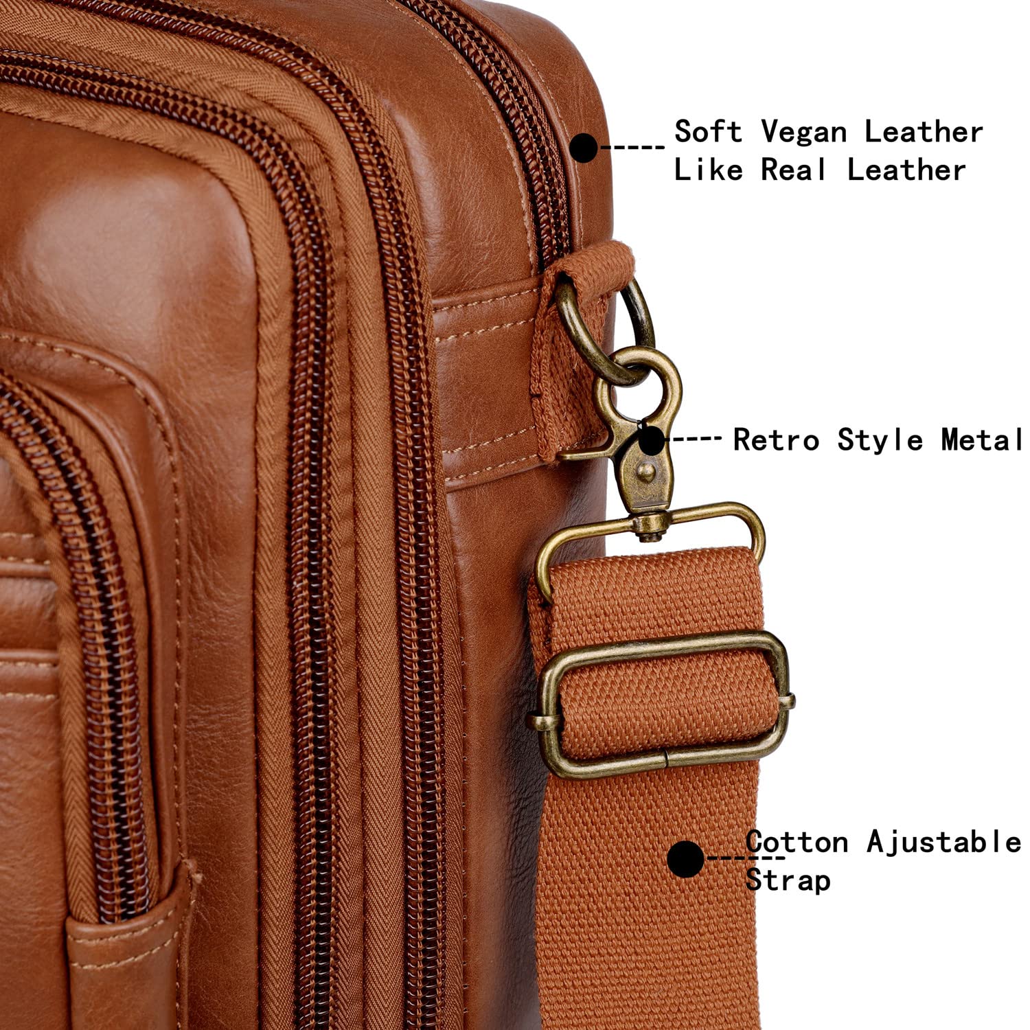 Foto 6 | Mochila Maletín Para Portátil Híbrido De 15,6 Pulgadas, Piel Vegana, Color Marrón - Venta Internacional.