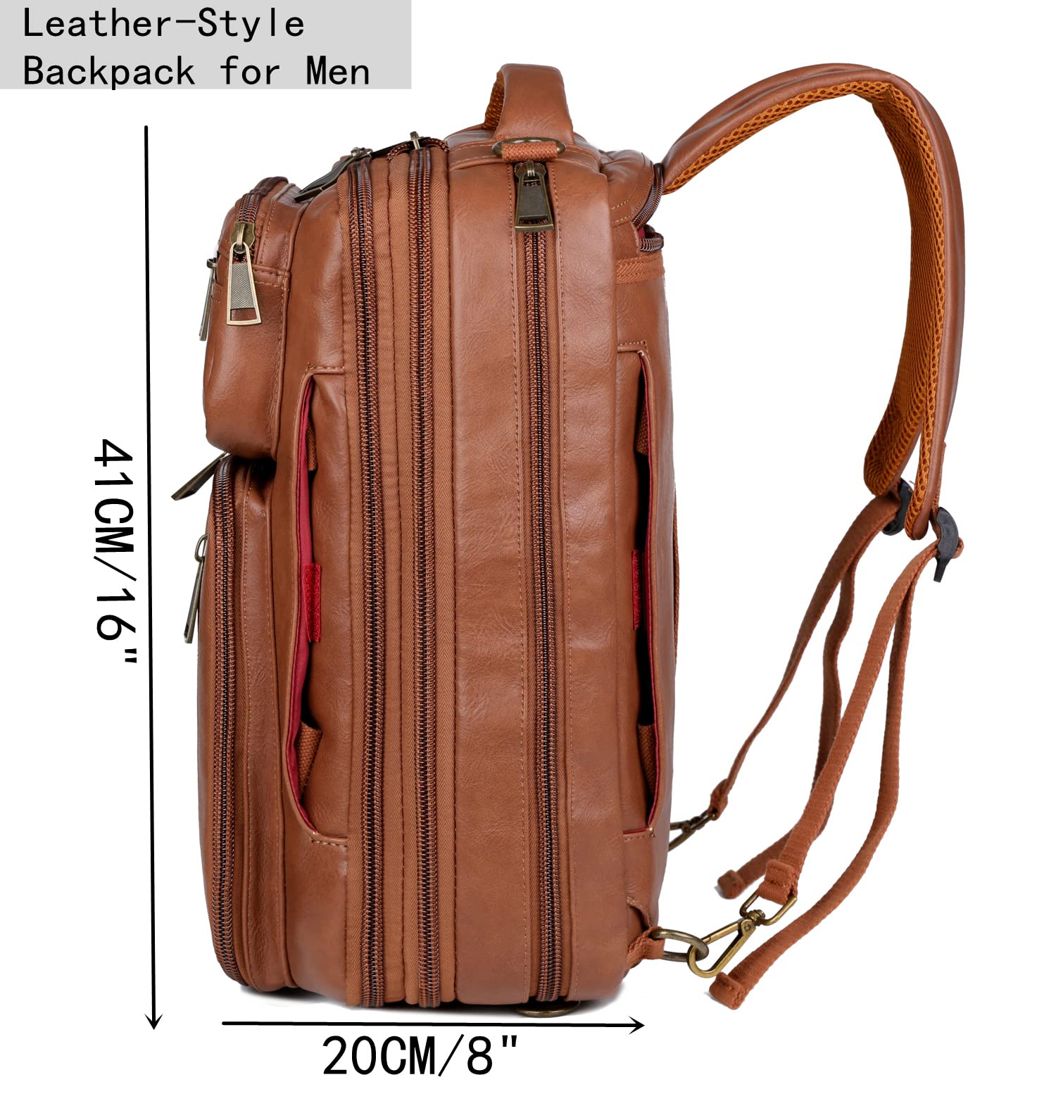 Foto 8 pulgar | Mochila Maletín Para Portátil Híbrido De 15,6 Pulgadas, Piel Vegana, Color Marrón - Venta Internacional.