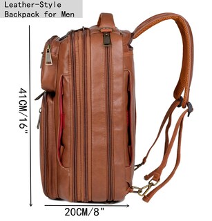 Foto 7 | Mochila Maletín Para Portátil Híbrido De 15,6 Pulgadas, Piel Vegana, Color Marrón - Venta Internacional.