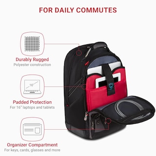Foto 2 | Mochila para Portátil Wenger Synergy Negro/Gris para Portátil de 16 Pulgadas - Venta Internacional