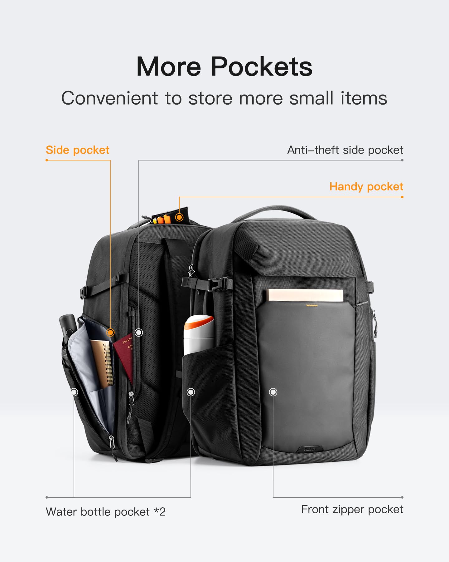 Foto 5 | Mochila Inateck Carry On Travel Para Portátil De Viaje De 40 Litros, 17 Pulgadas, Negra - Venta Internacional.