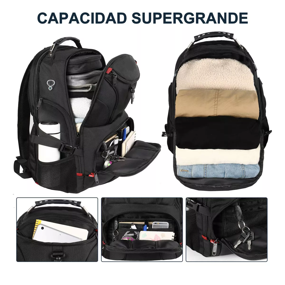 Foto 3 pulgar | Mochila Para Laptop Eo Safe Imports Esi-11514-1 Negro
