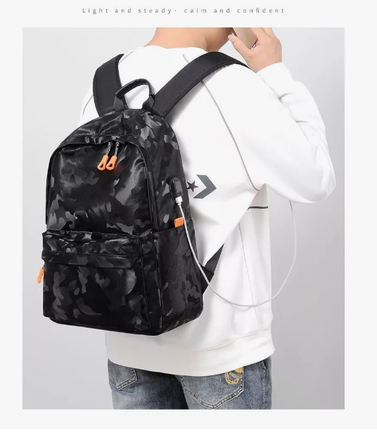 Foto 3 pulgar | Mochila Xtellar Camuflaje Casual Moda USB Impermeable con Espacio para Laptop 14 Pulgadas
