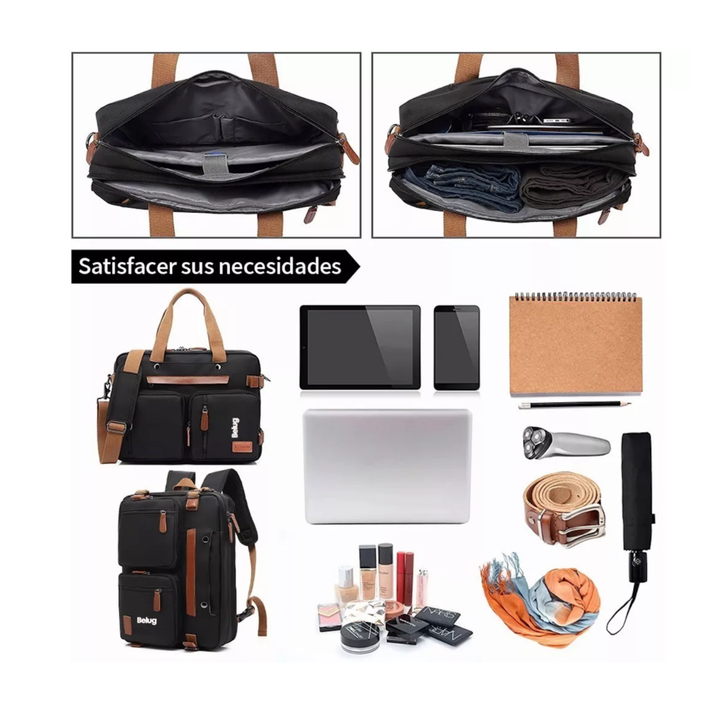 Foto 3 pulgar | Mochila Maletín Bolso Mensajero 3 En 1 Para Laptop De 17.3 In, Negro Belug