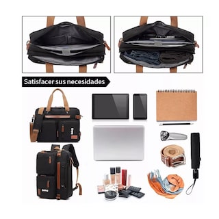 Foto 2 | Mochila Maletín Bolso Mensajero 3 En 1 Para Laptop De 17.3 In, Negro Belug