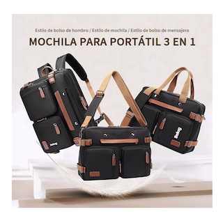 Foto 3 | Mochila Maletín Bolso Mensajero 3 En 1 Para Laptop De 17.3 In, Negro Belug