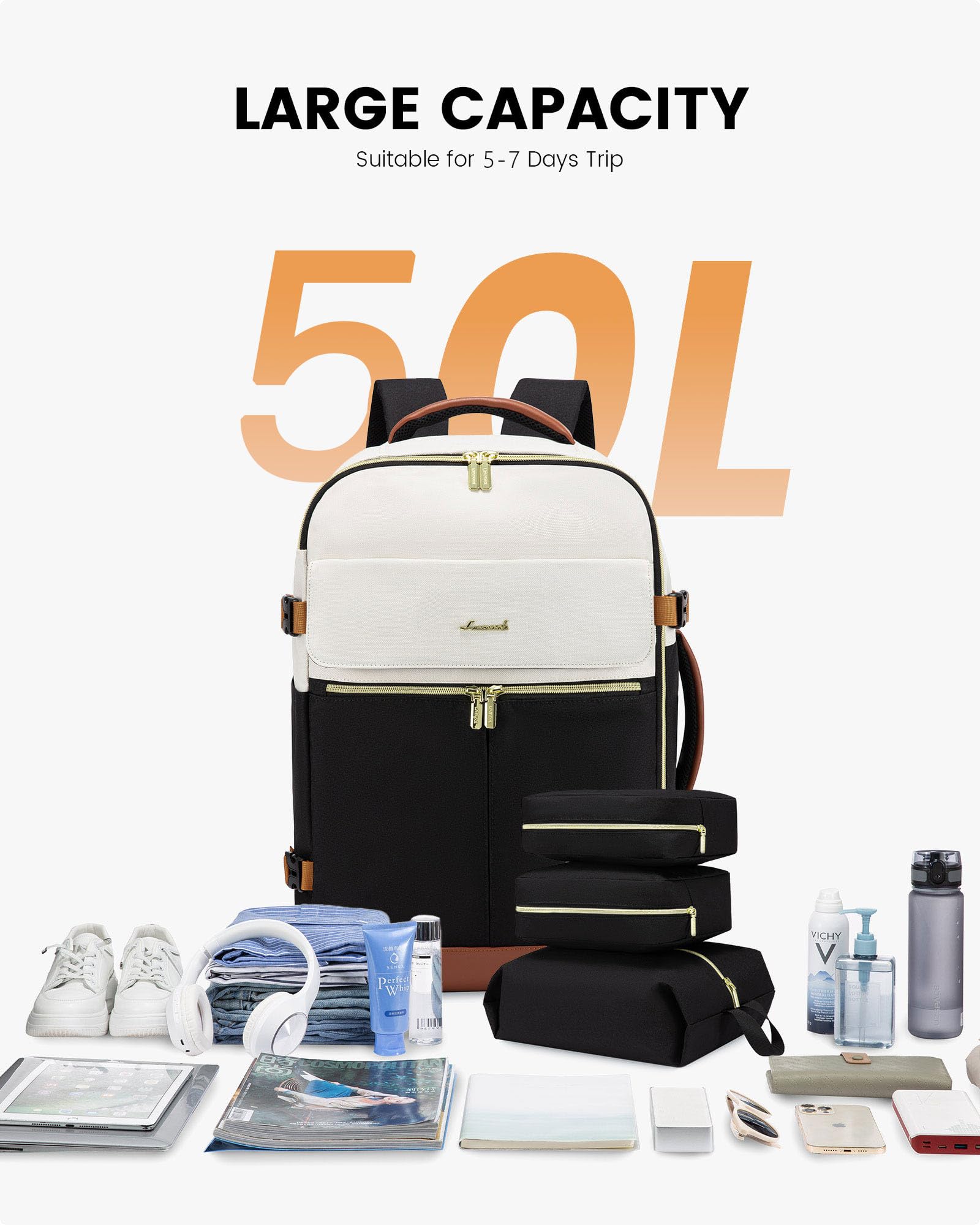 Foto 2 | Mochila De Viaje Lovevook Tsa Carry On 50l Para Mujer Beige - Venta Internacional.