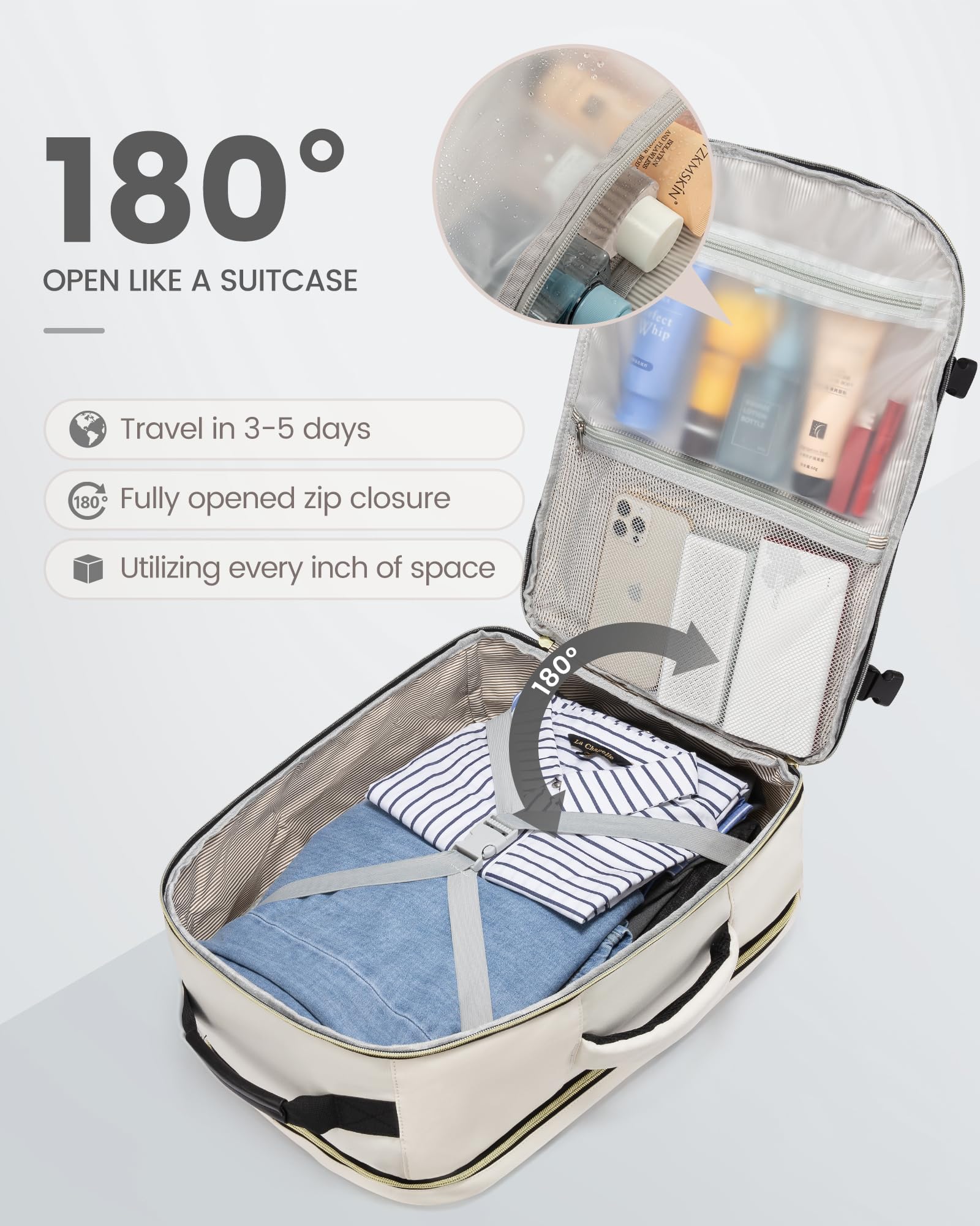 Foto 3 pulgar | Mochila De Viaje Lovevook Carry On 40 L Impermeable Con Cubos - Venta Internacional.