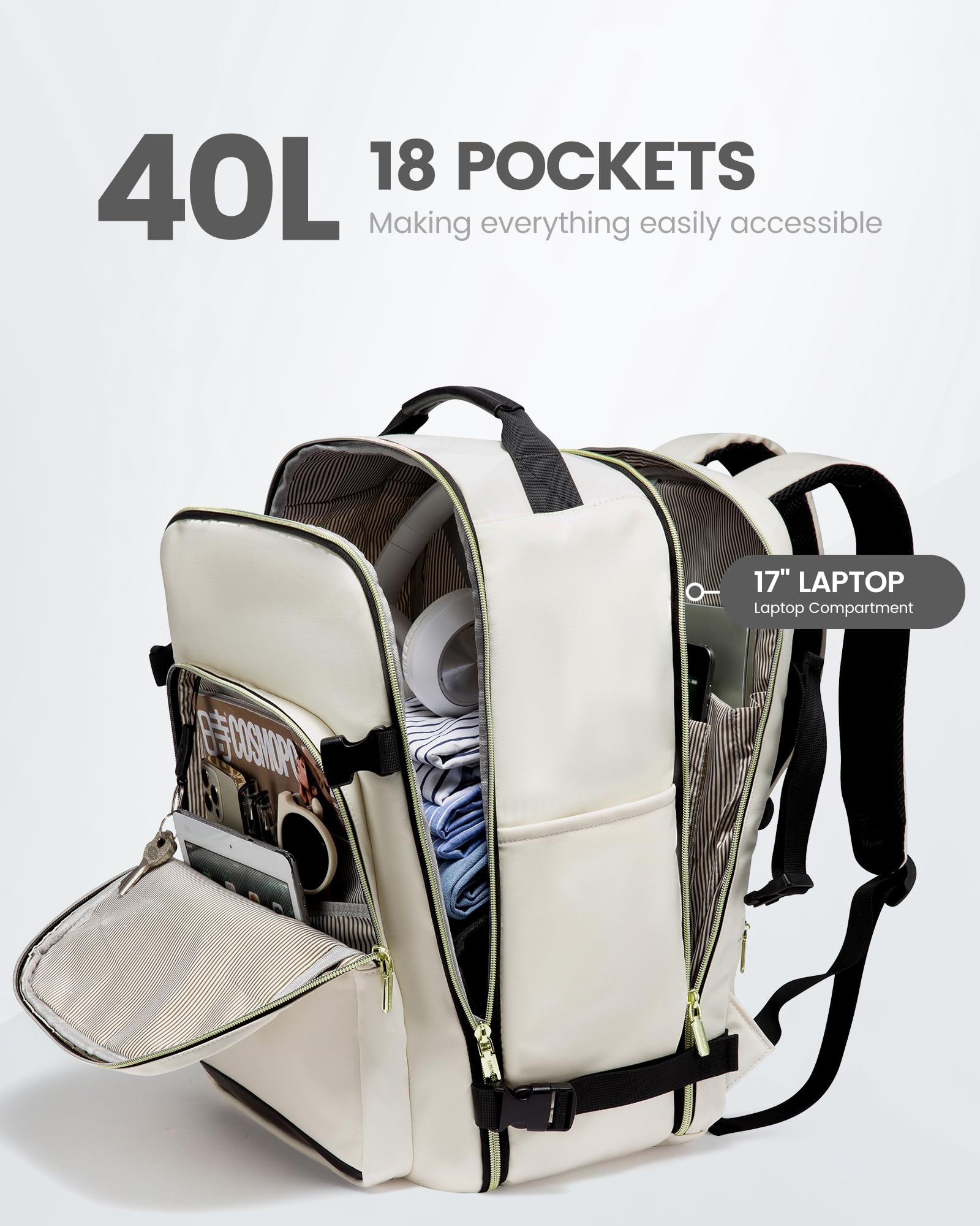Foto 4 pulgar | Mochila De Viaje Lovevook Carry On 40 L Impermeable Con Cubos - Venta Internacional.