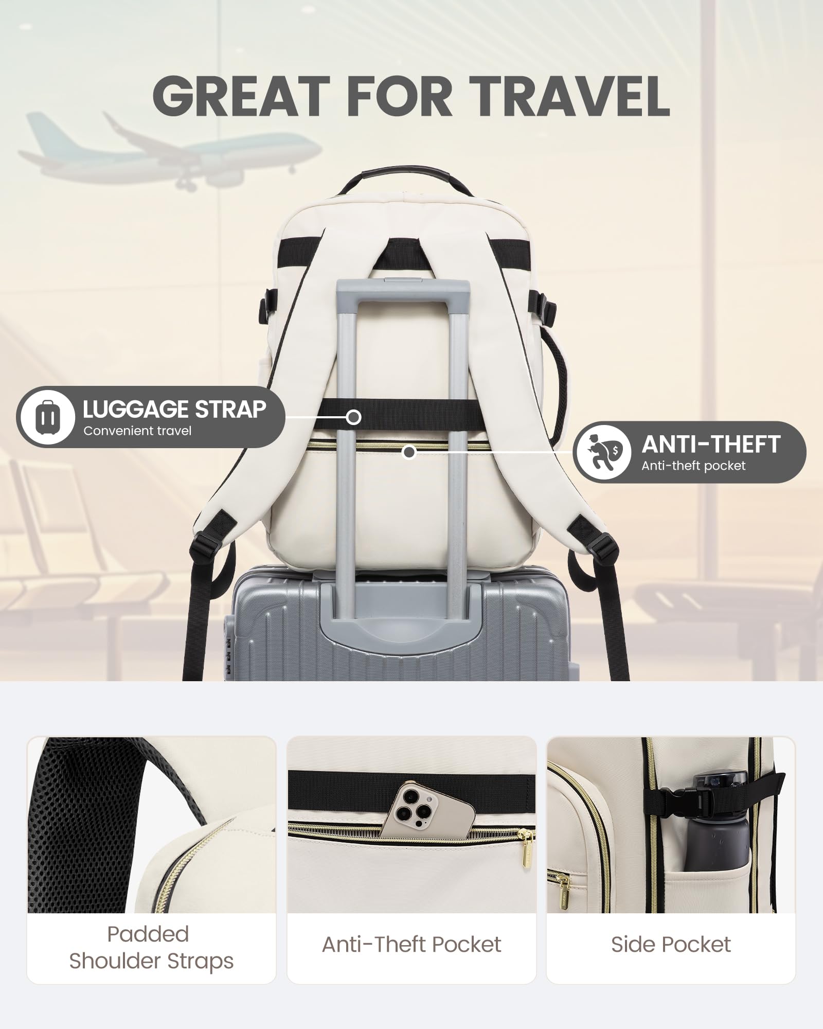 Foto 7 pulgar | Mochila De Viaje Lovevook Carry On 40 L Impermeable Con Cubos - Venta Internacional.