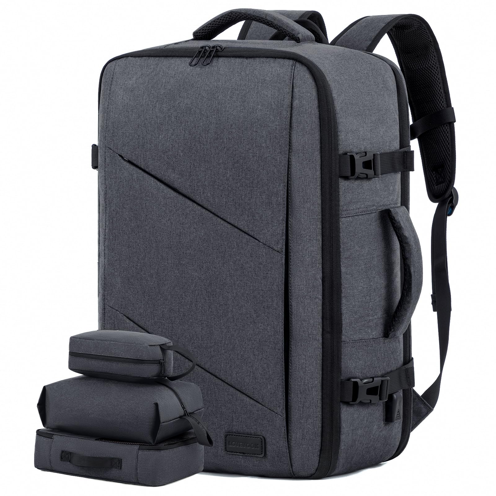 Mochila Lovevook Travel 40l Con Puerto Usb Gris Oscuro - Venta Internacional.