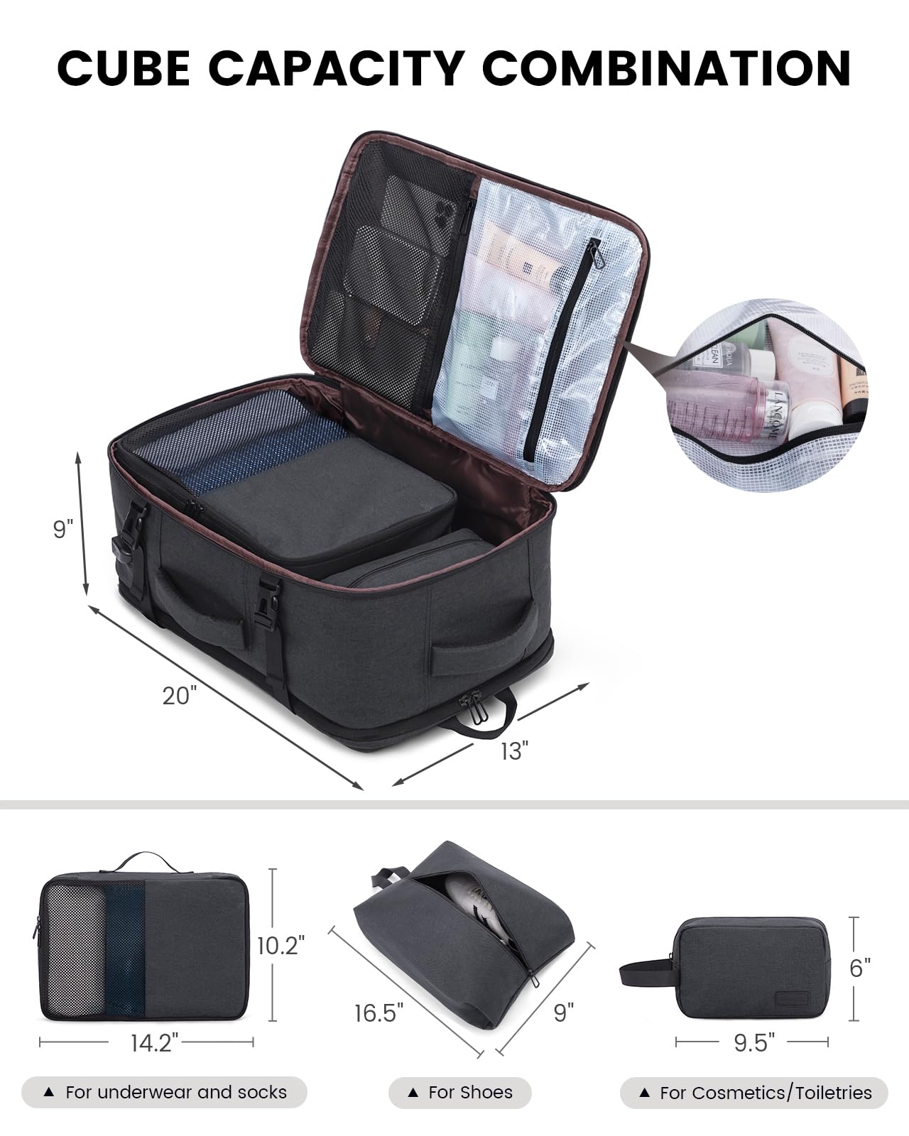 Foto 5 pulgar | Mochila Lovevook Travel 40l Con Puerto Usb Gris Oscuro - Venta Internacional.