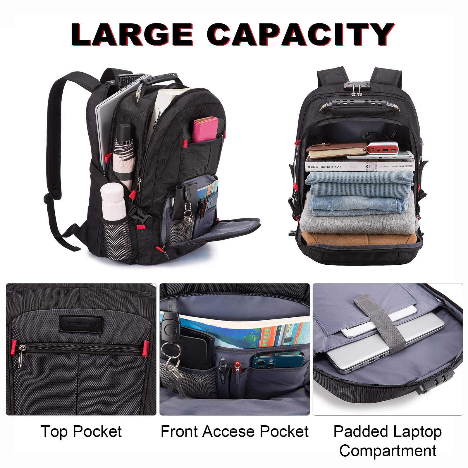 Foto 4 pulgar | Mochila Lovevook Para Portátil De Viaje, Impermeable, Antirrobo, 45 L - Venta Internacional.