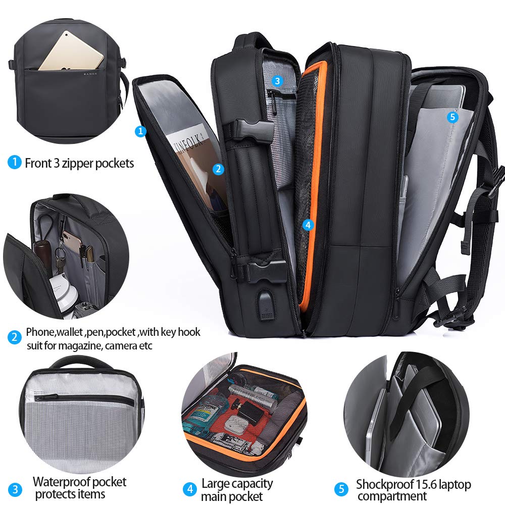 Foto 3 pulgar | Mochila Bange 45l Para Portátil De Viaje Expandible Y Resistente Al Agua - Venta Internacional.