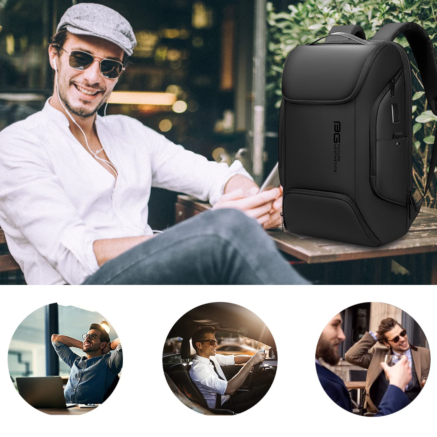 Foto 7 pulgar | Mochila Para Portátil Bange Business Smart 15.6'' Impermeable Negra - Venta Internacional.