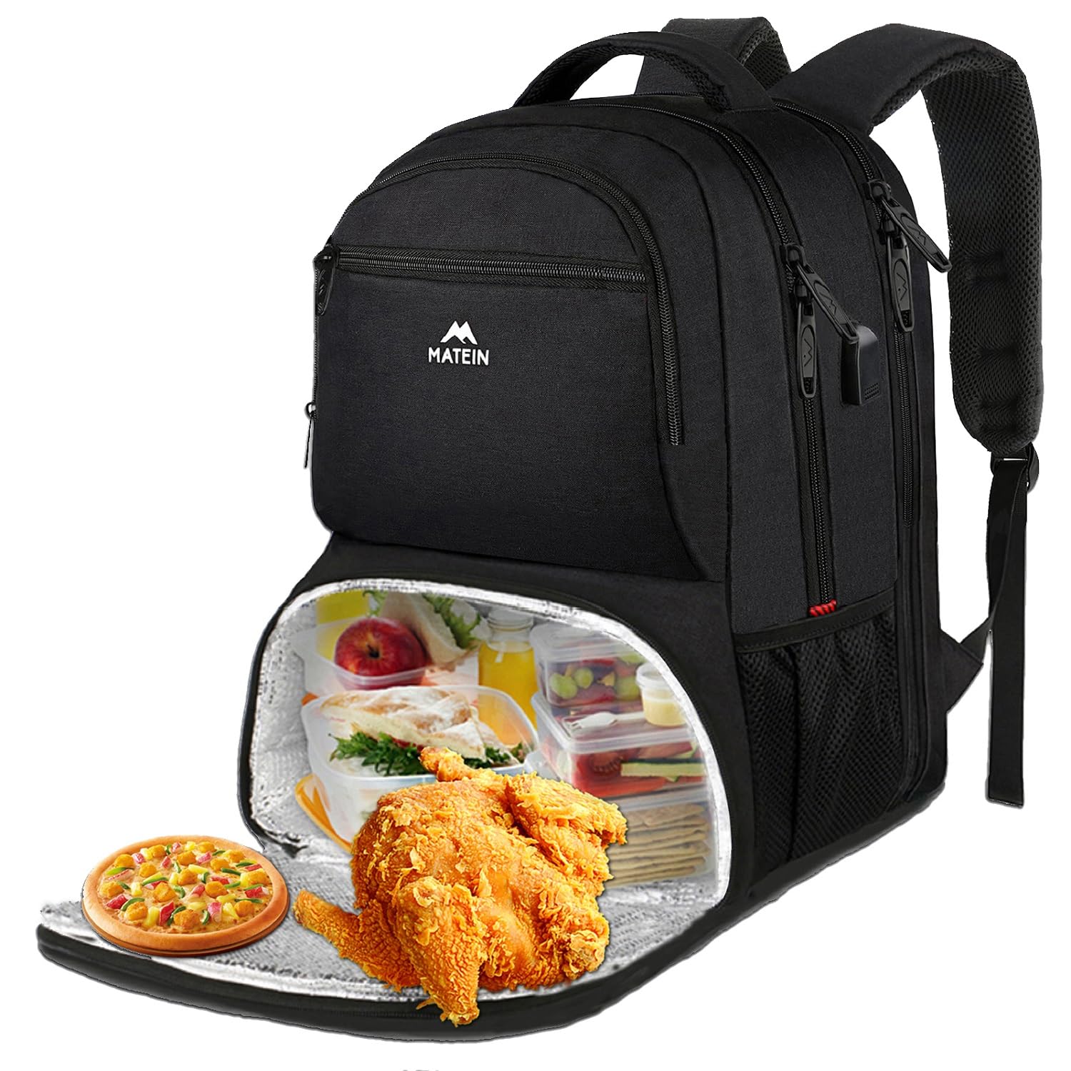 Mochila De Almuerzo Matein Para Hombre Work 40 L Con Usb Negra - Venta Internacional.