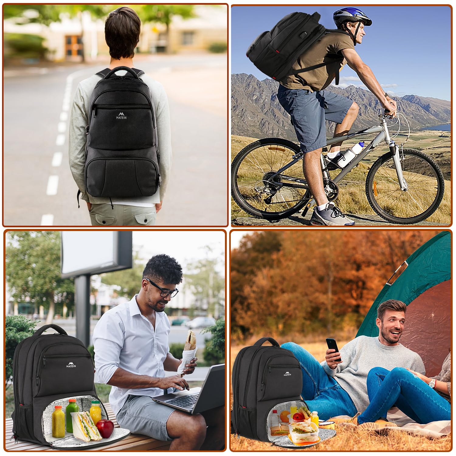 Foto 8 pulgar | Mochila De Almuerzo Matein Para Hombre Work 40 L Con Usb Negra - Venta Internacional.