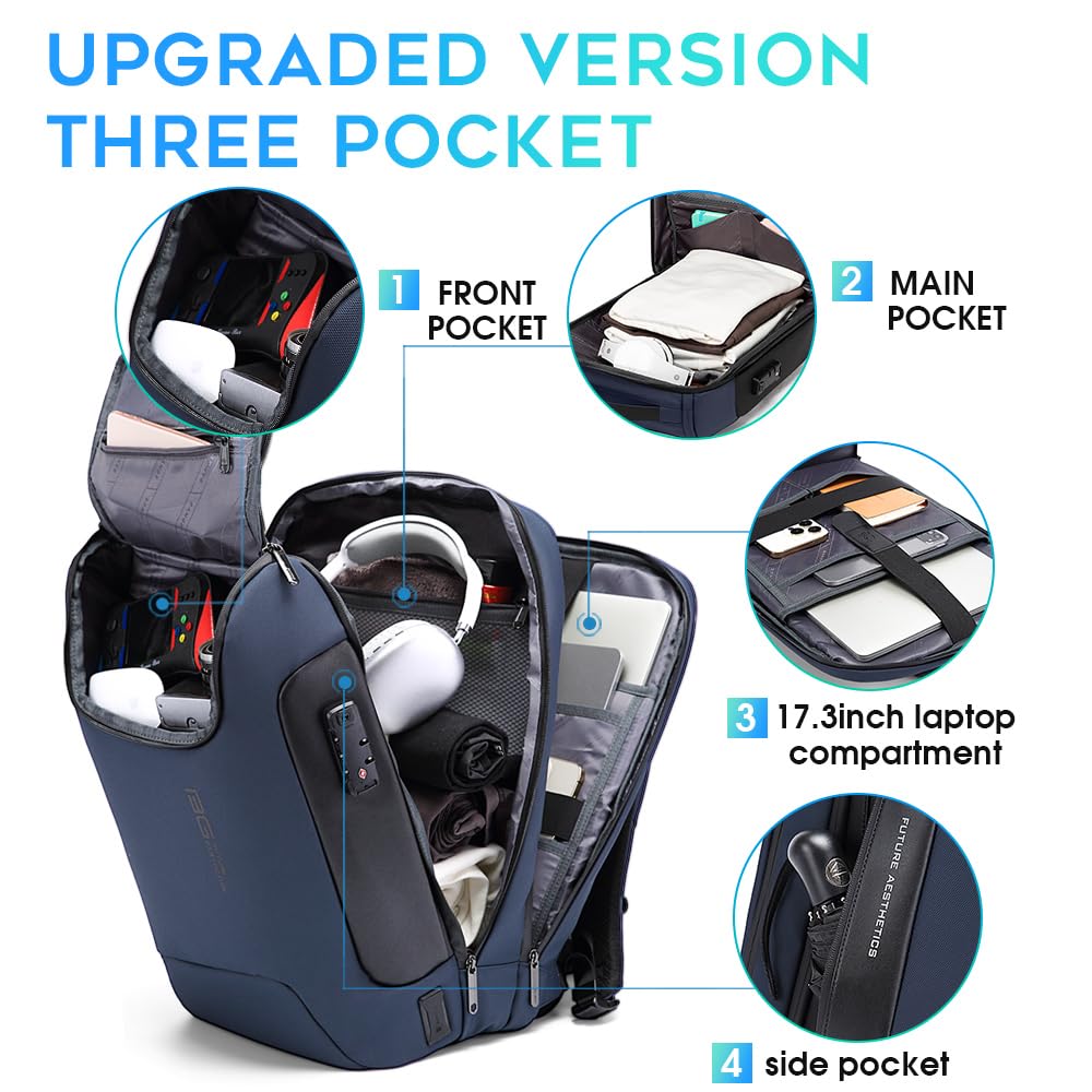 Foto 3 pulgar | Mochila De Negocios Bange Para Portátil De 17.3 Pulgadas Con Antirrobo Para Hombre - Venta Internacional.