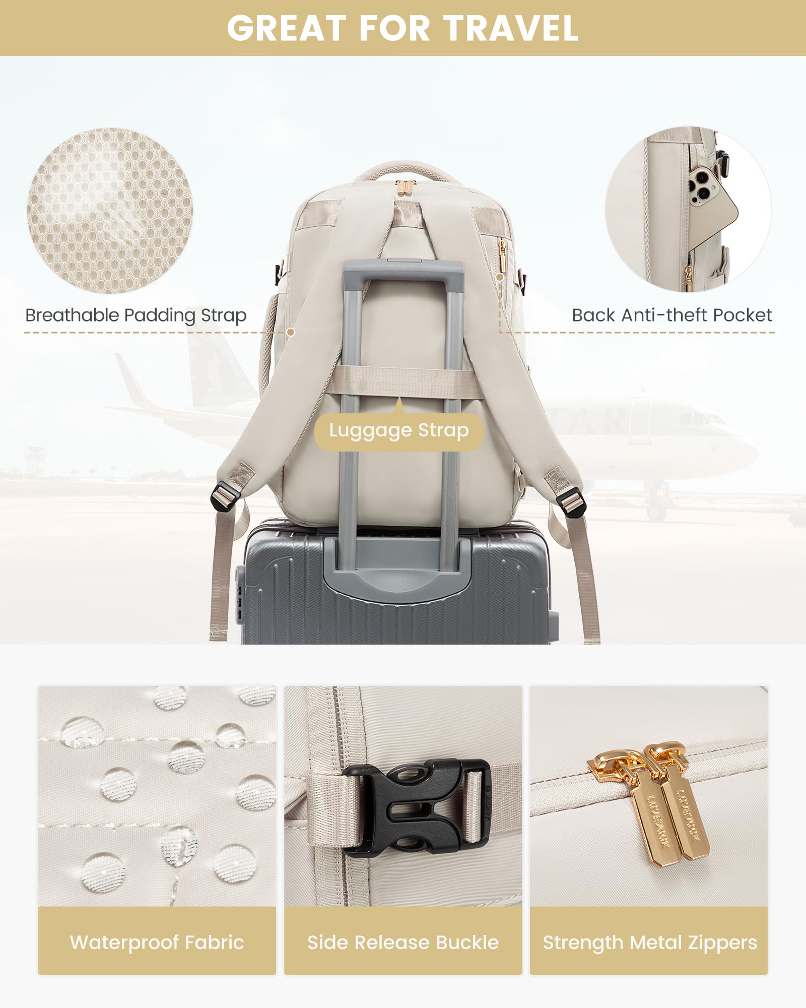 Foto 8 pulgar | Mochila De Viaje Lovevook Large 40l Para Mujer Con Portátil De 17 Pulgadas - Venta Internacional.