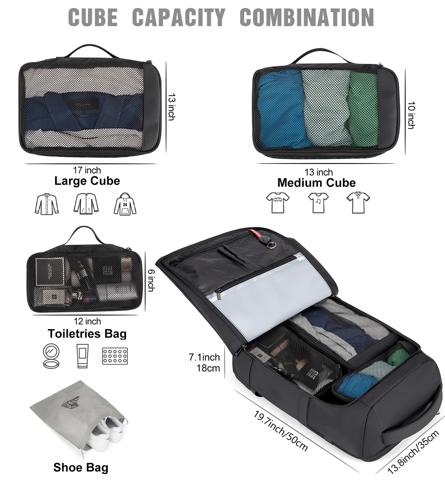 Foto 3 pulgar | Mochila De Viaje Para Portátil Tzowla De 40 Litros, Resistente Al Agua De 17,3'' - Venta Internacional.