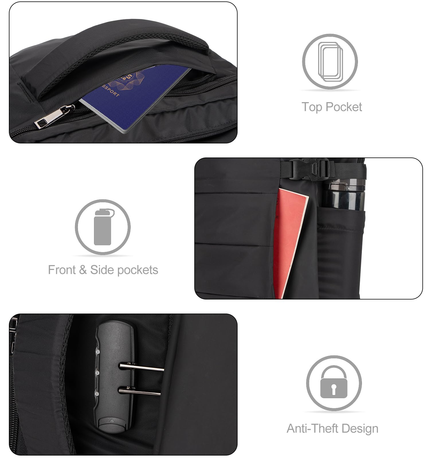 Foto 5 pulgar | Mochila De Viaje Para Portátil Tzowla De 40 Litros, Resistente Al Agua De 17,3'' - Venta Internacional.