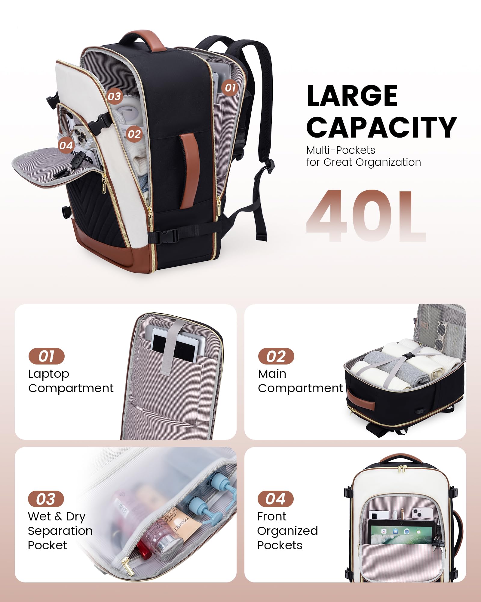 Foto 4 pulgar | Mochila Lovevook Large Travel De 40 Litros Para Mujer Con Portátil De 17 Pulgadas - Venta Internacional.