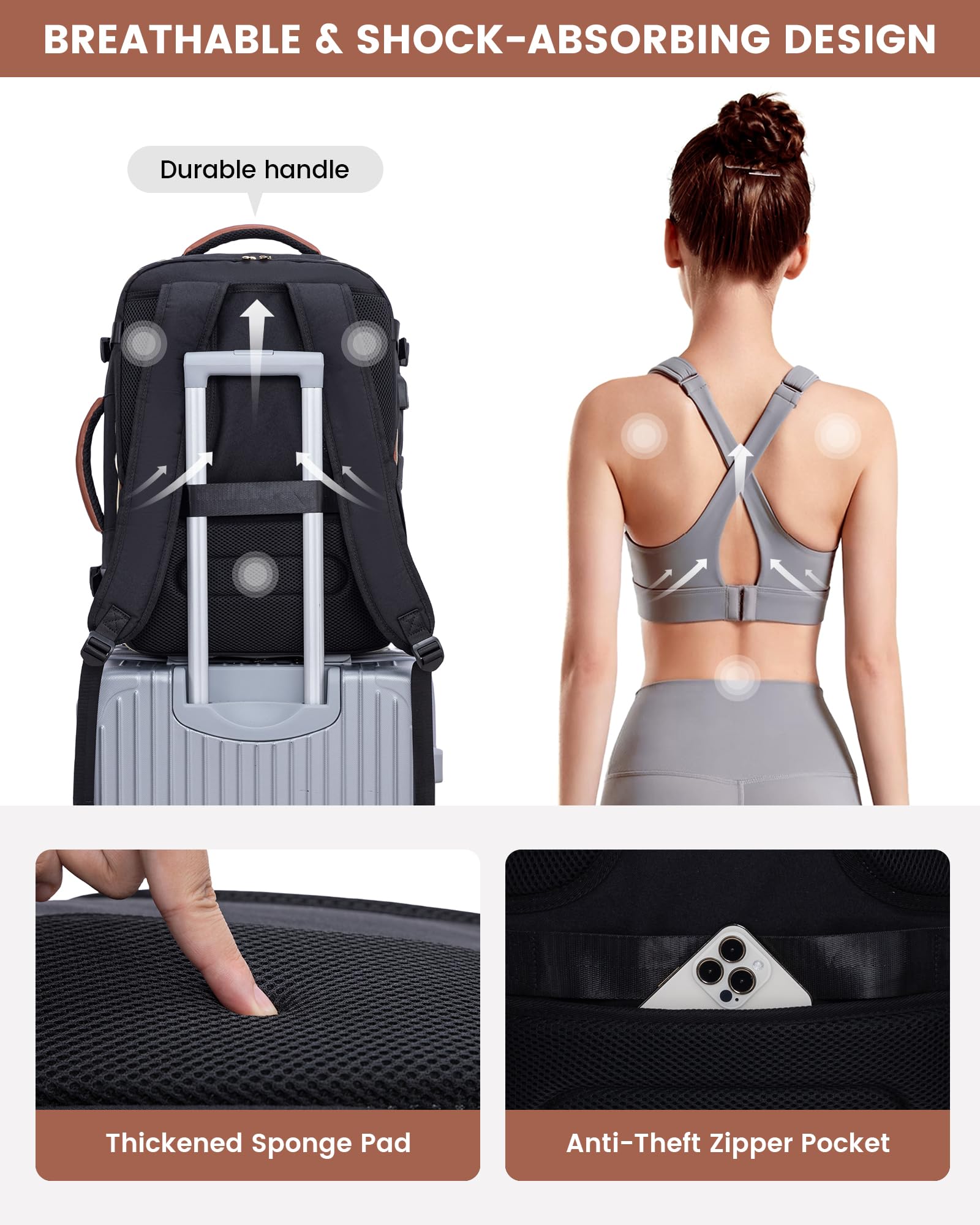 Foto 7 | Mochila Lovevook Large Travel De 40 Litros Para Mujer Con Portátil De 17 Pulgadas - Venta Internacional.