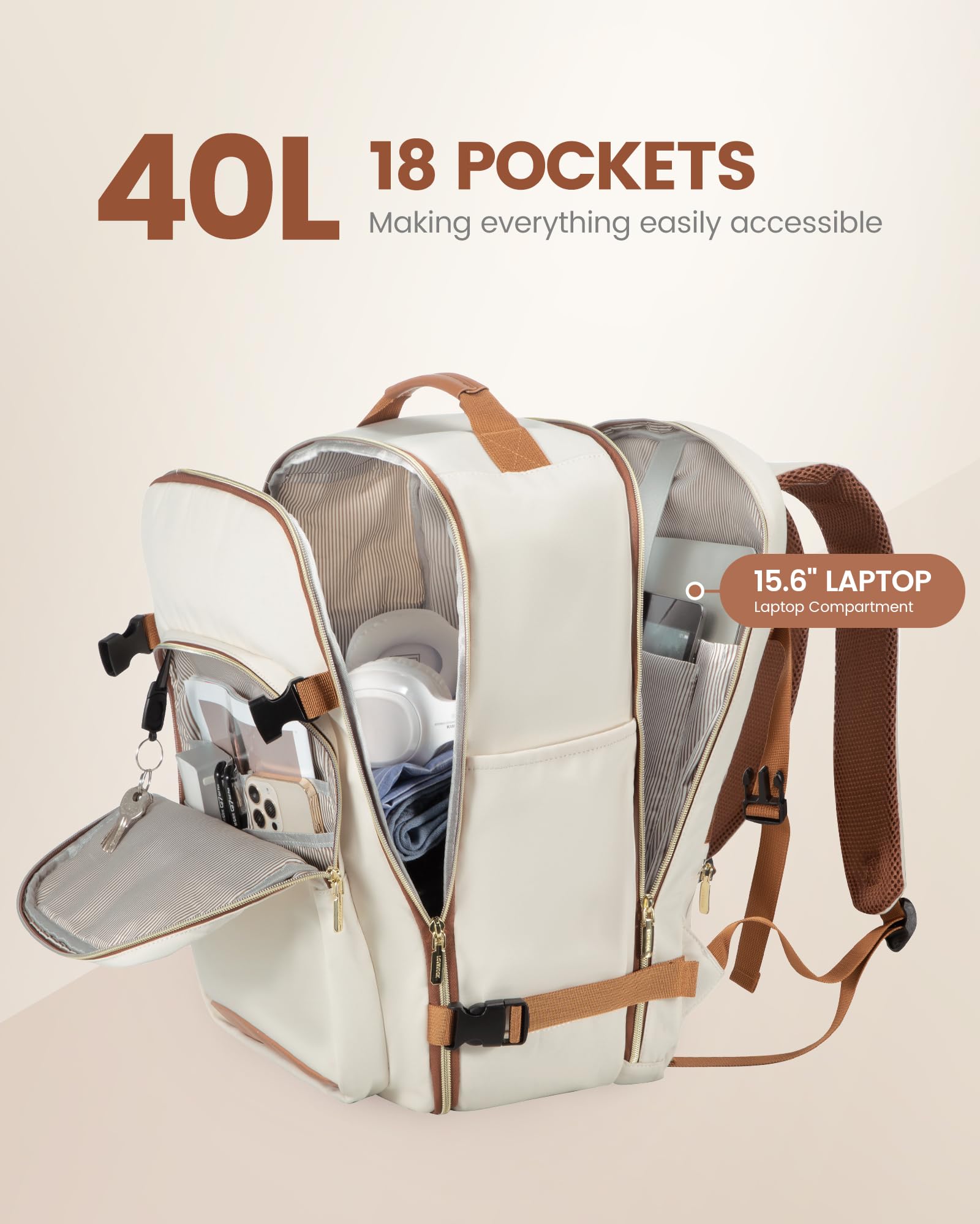 Foto 3 | Mochila De Viaje Lovevook Carry On Para Portátil De 17 Pulgadas A Prueba De Agua De 40 Litros - Venta Internacional.