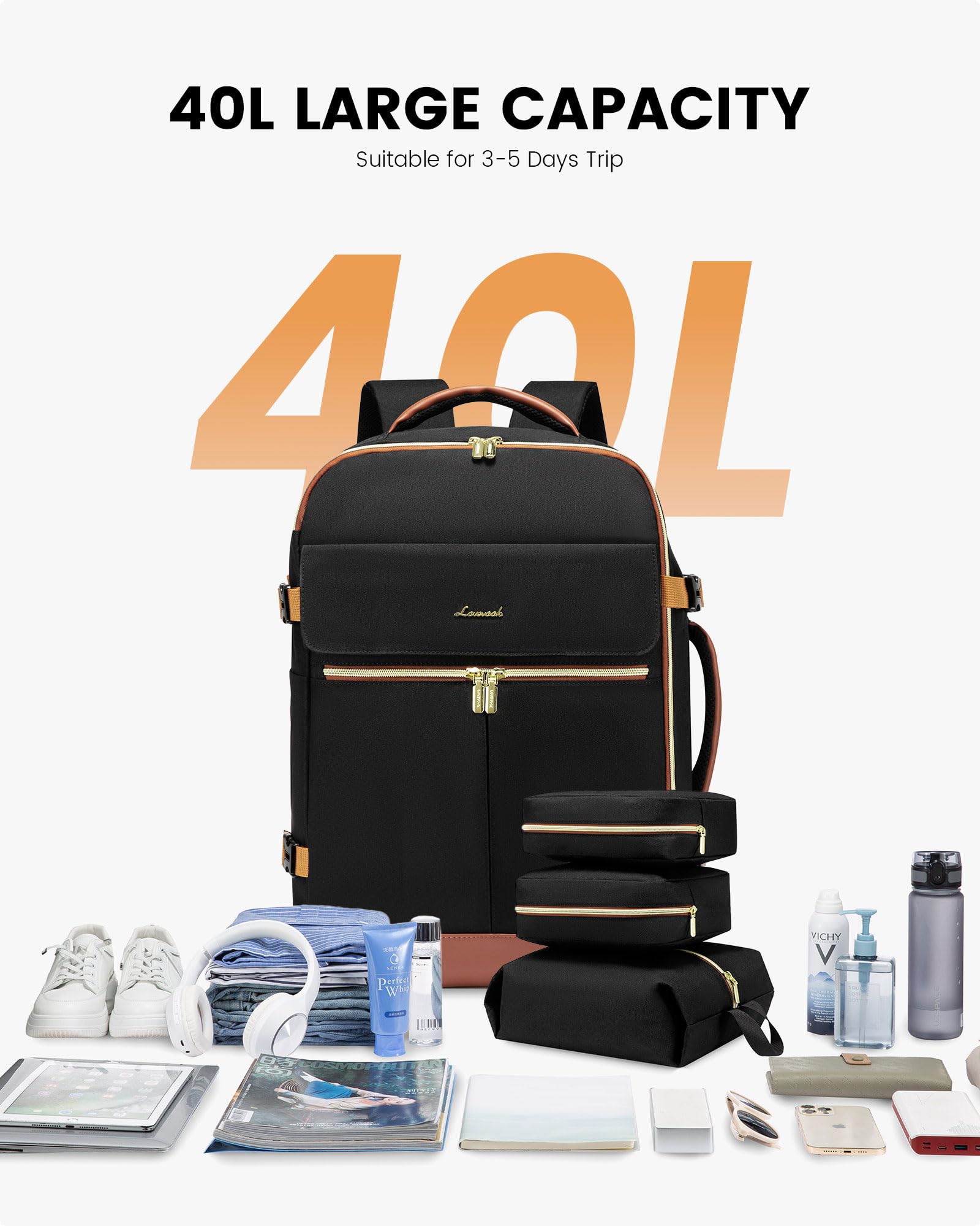Foto 5 pulgar | Mochila Lovevook Carry On De 40 Litros Con 3 Cubos De Embalaje Para Mujer - Venta Internacional.