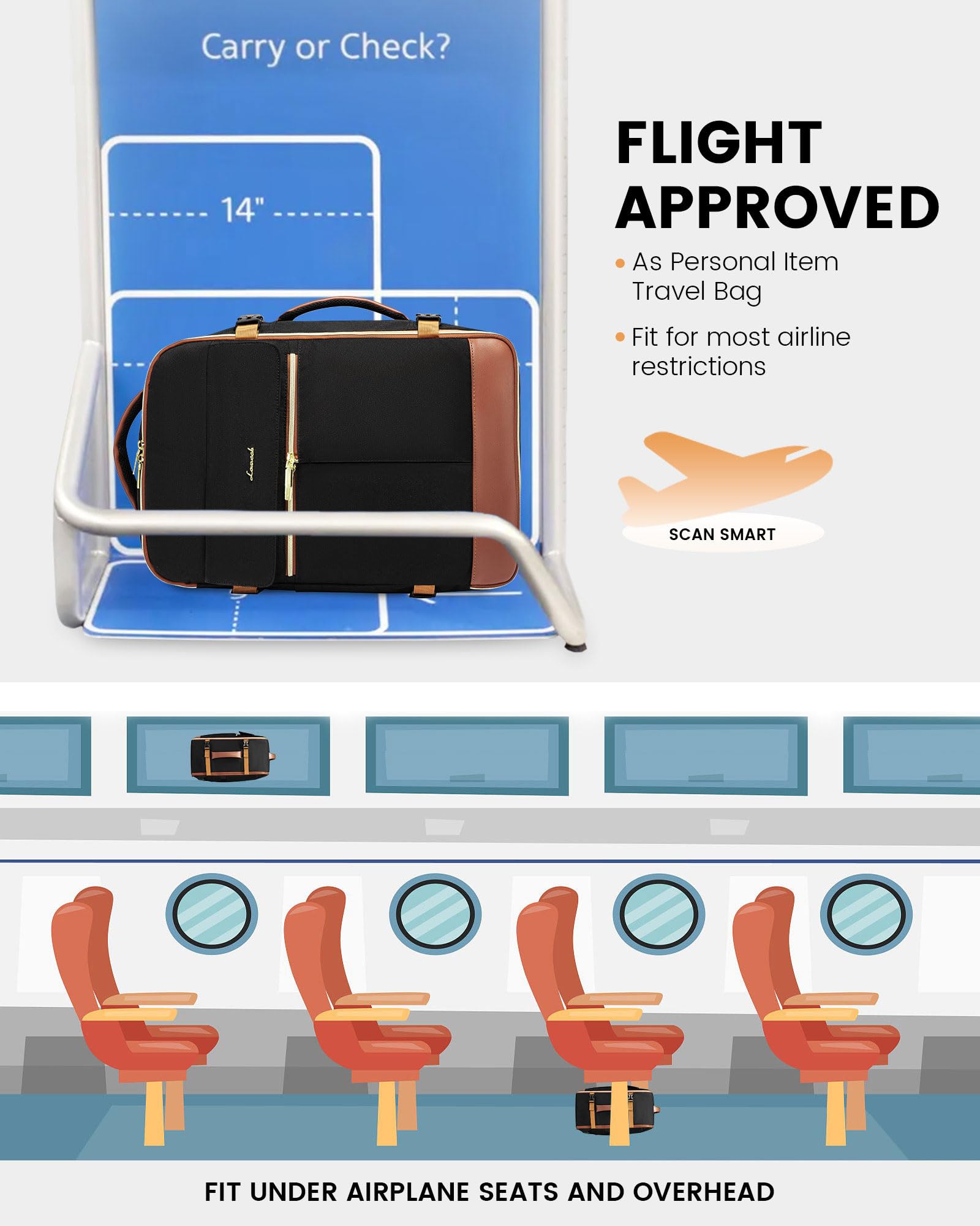 Foto 5 | Mochila Lovevook Carry On De 40 Litros Con 3 Cubos De Embalaje Para Mujer - Venta Internacional.