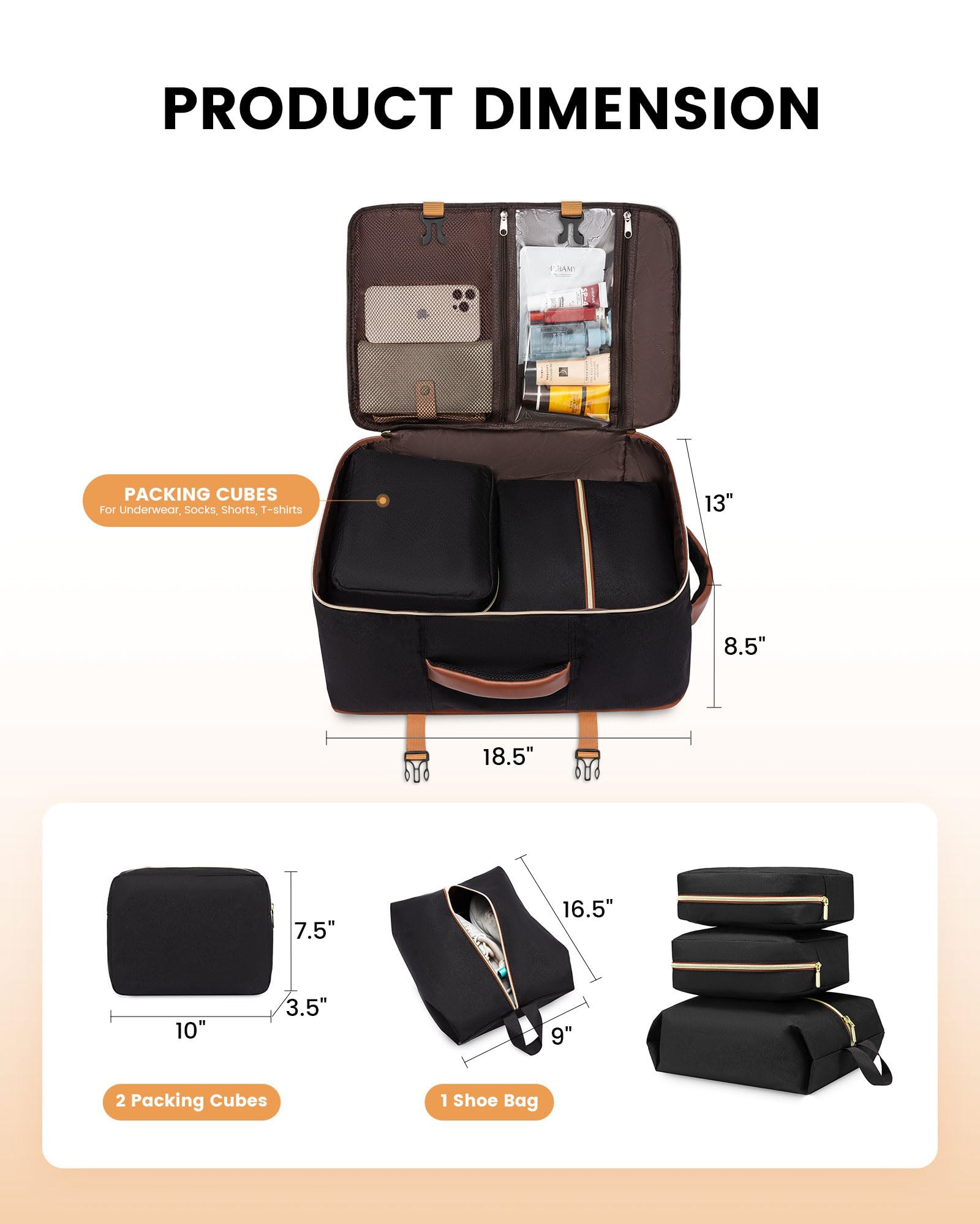 Foto 7 pulgar | Mochila Lovevook Carry On De 40 Litros Con 3 Cubos De Embalaje Para Mujer - Venta Internacional.