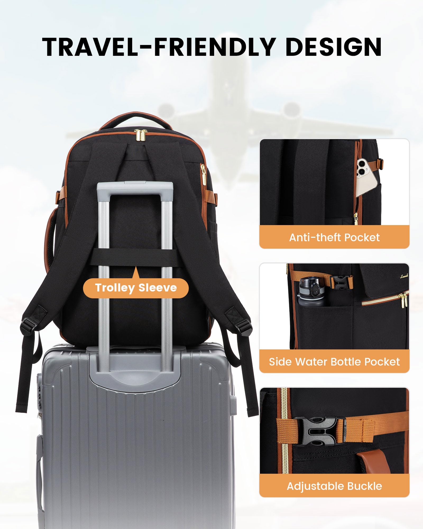 Foto 8 pulgar | Mochila Lovevook Carry On De 40 Litros Con 3 Cubos De Embalaje Para Mujer - Venta Internacional.