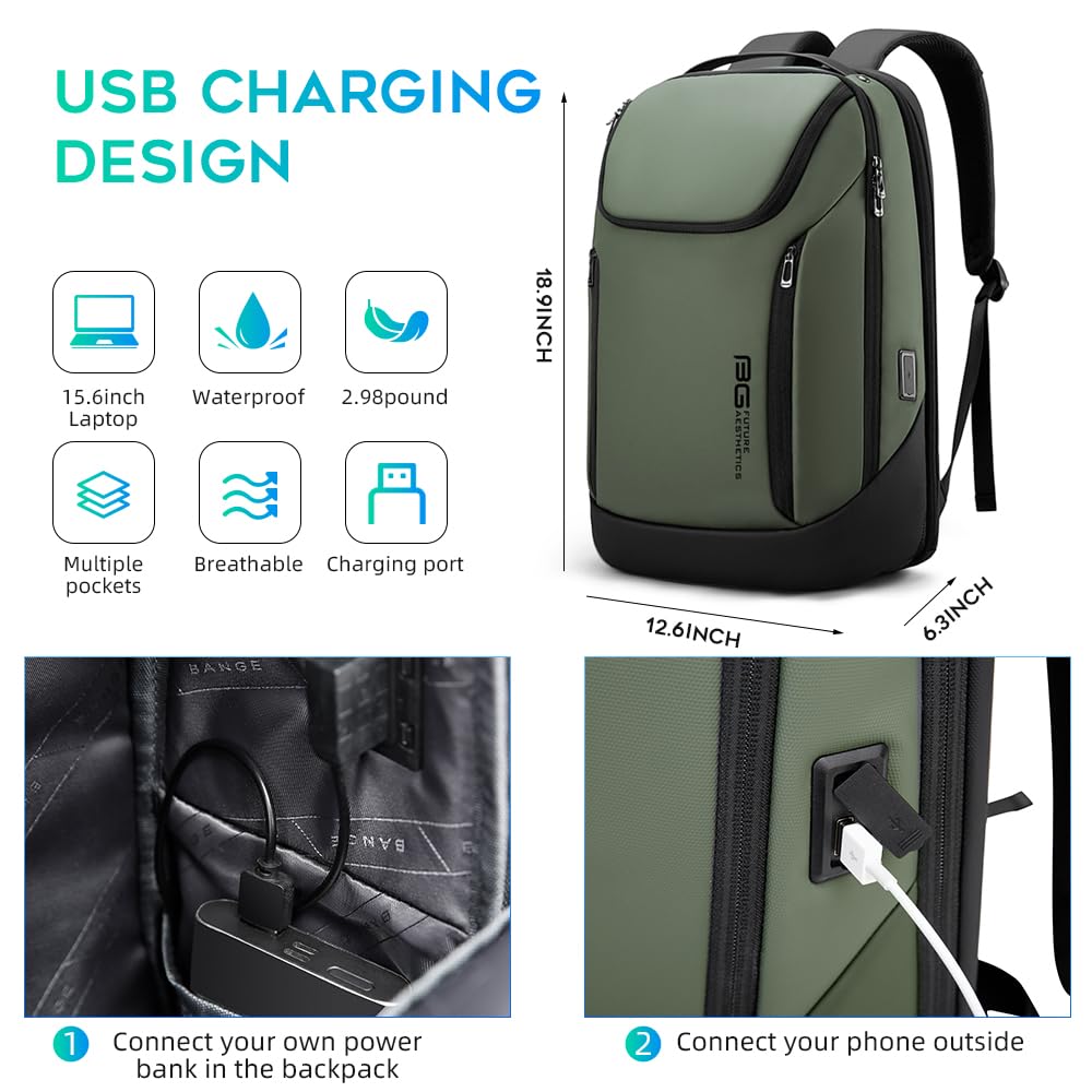 Foto 6 pulgar | Mochila Bange Business Smart Impermeable Para Portátil De 15,6 Pulgadas - Venta Internacional.