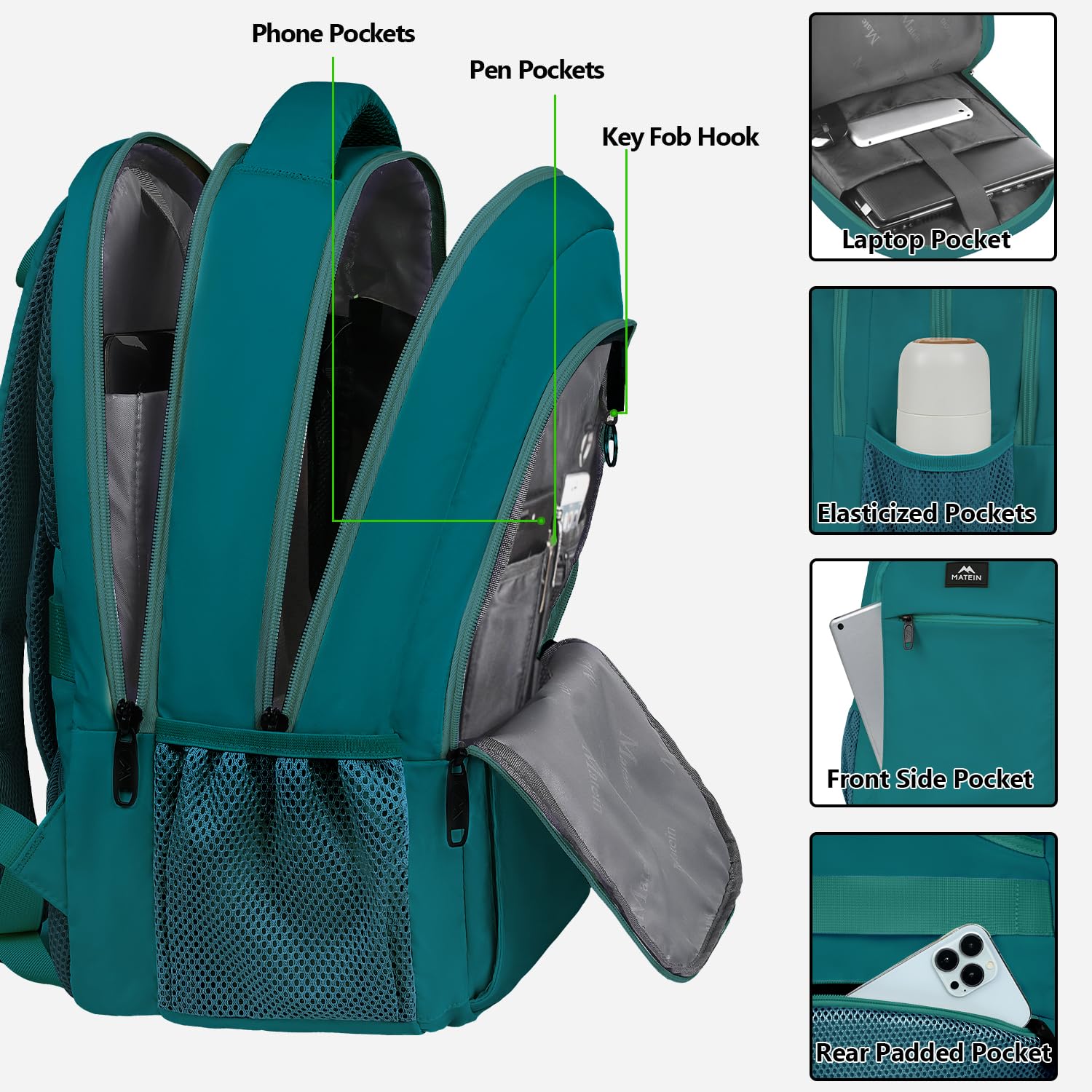 Foto 5 pulgar | Mochila Para Portátil Matein Slim Antirrobo De 15,6 Pulgadas Con Puerto Usb - Venta Internacional.