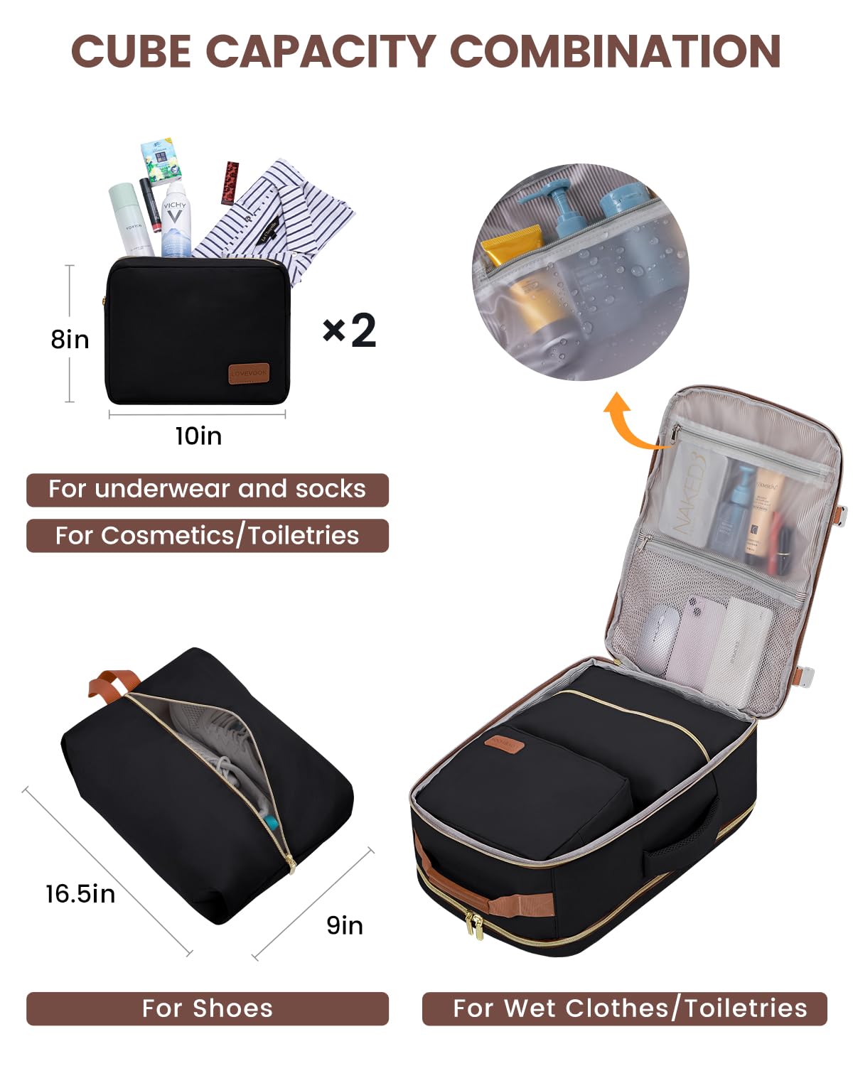 Foto 6 pulgar | Mochila De Mano Lovevook De 50 Litros Para Mujeres Y Hombres Con Cubos De Embalaje - Venta Internacional.