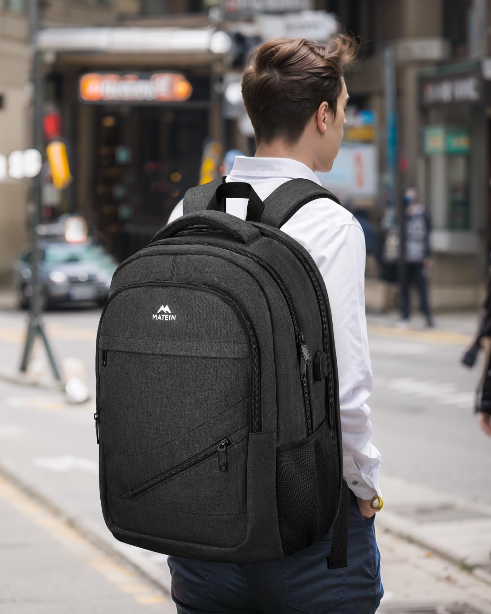 Foto 7 pulgar | Mochila Matein Extra Grande Para Viajes De Negocios De 18 Pulgadas, Negra - Venta Internacional.