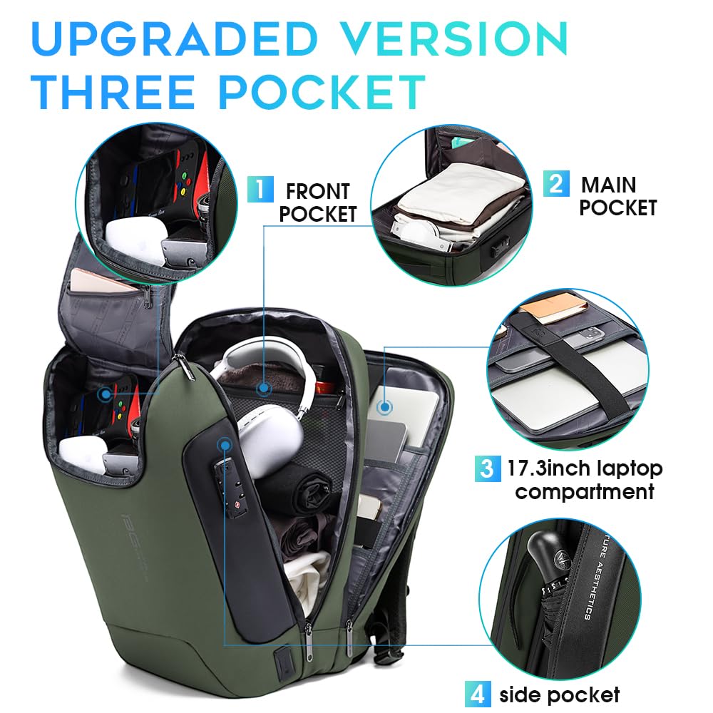 Foto 3 pulgar | Mochila Bange Para Portátil Antirrobo De 17,3 Pulgadas Con Puerto De Carga Usb - Venta Internacional.