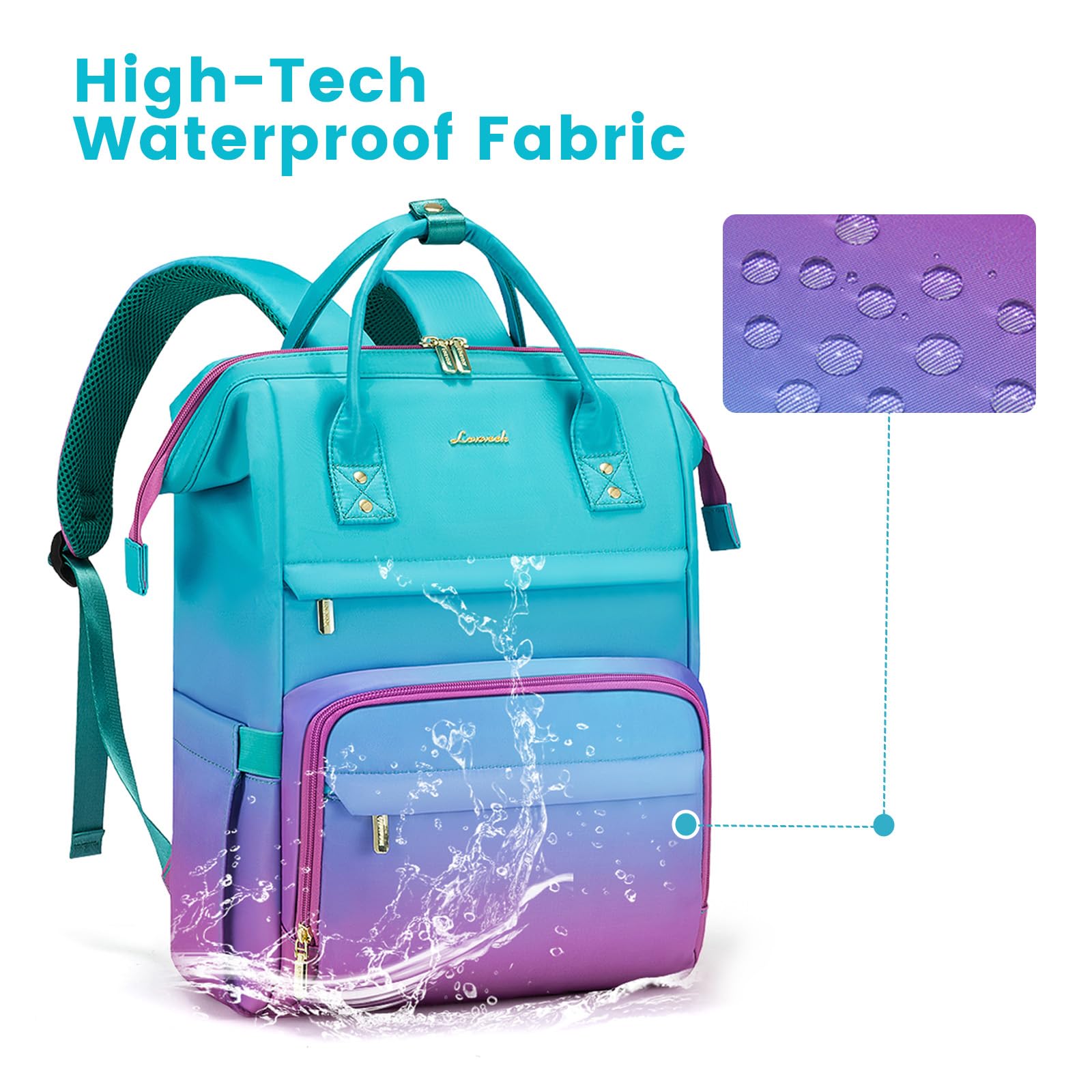 Foto 5 | Mochila Para Portátil Lovevook Gradient 17.3 Pulgadas A Prueba De Agua Para Mujer - Venta Internacional.