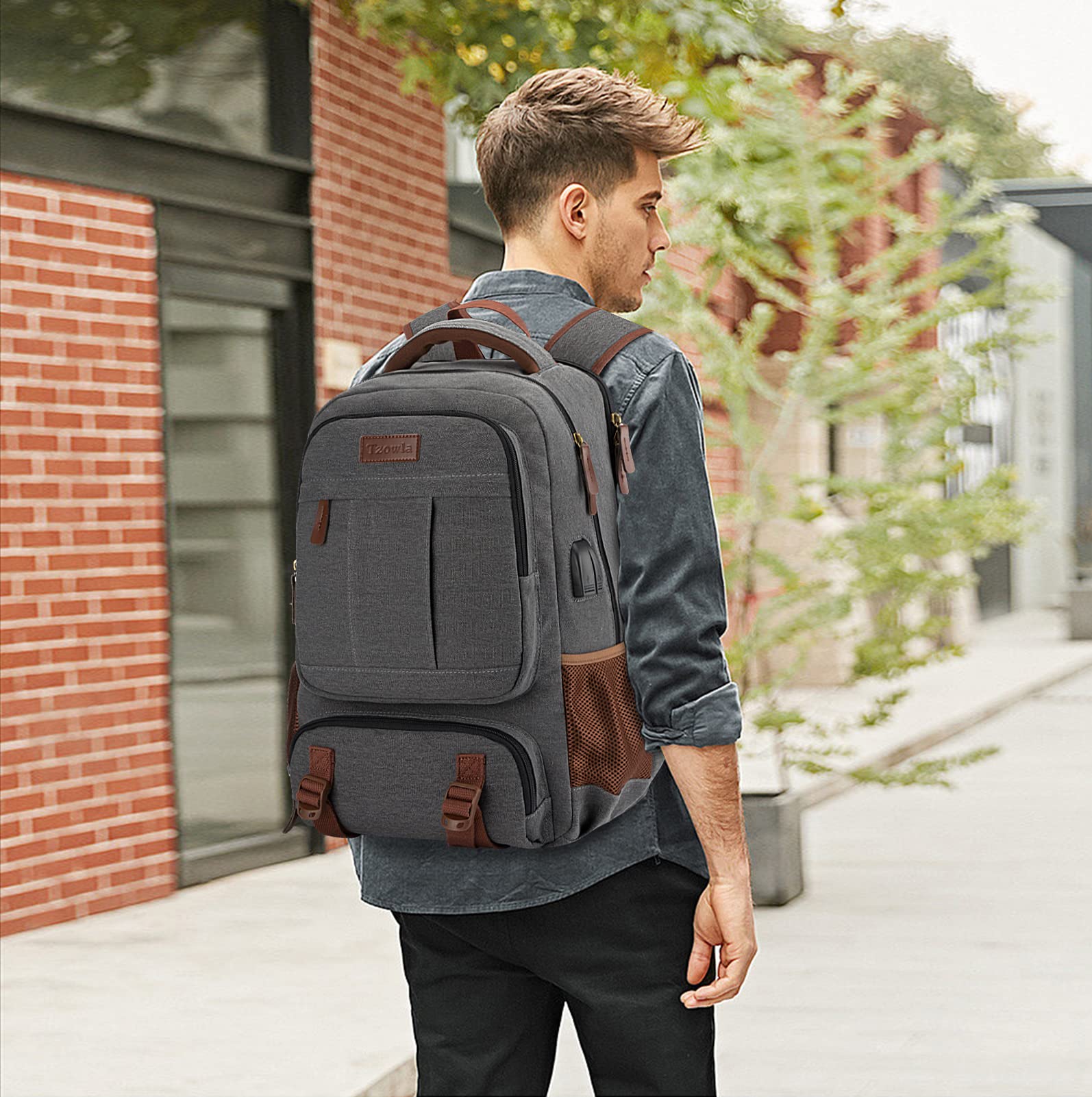 Foto 3 pulgar | Mochila Tzowla Canvas Para Ordenador Portátil De 17,3'' Para Hombre Y Mujer - Venta Internacional.