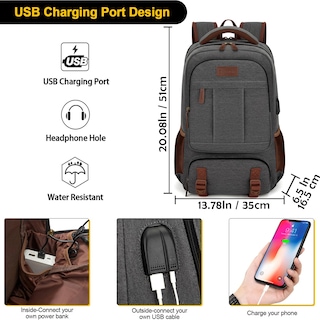 Foto 3 | Mochila Tzowla Canvas Para Ordenador Portátil De 17,3'' Para Hombre Y Mujer - Venta Internacional.