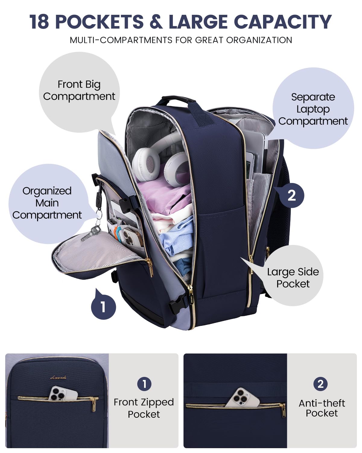 Foto 5 pulgar | Mochila De Mano Lovevook De 50 Litros Para Mujeres Y Hombres Con 3 Cubos - Venta Internacional.