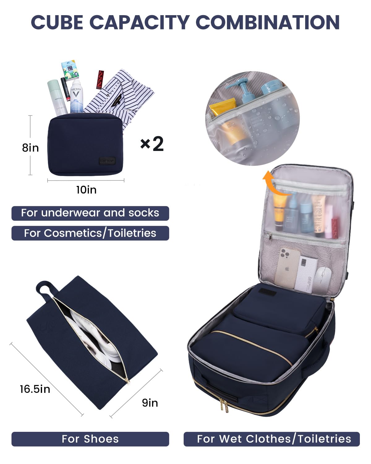 Foto 6 pulgar | Mochila De Mano Lovevook De 50 Litros Para Mujeres Y Hombres Con 3 Cubos - Venta Internacional.