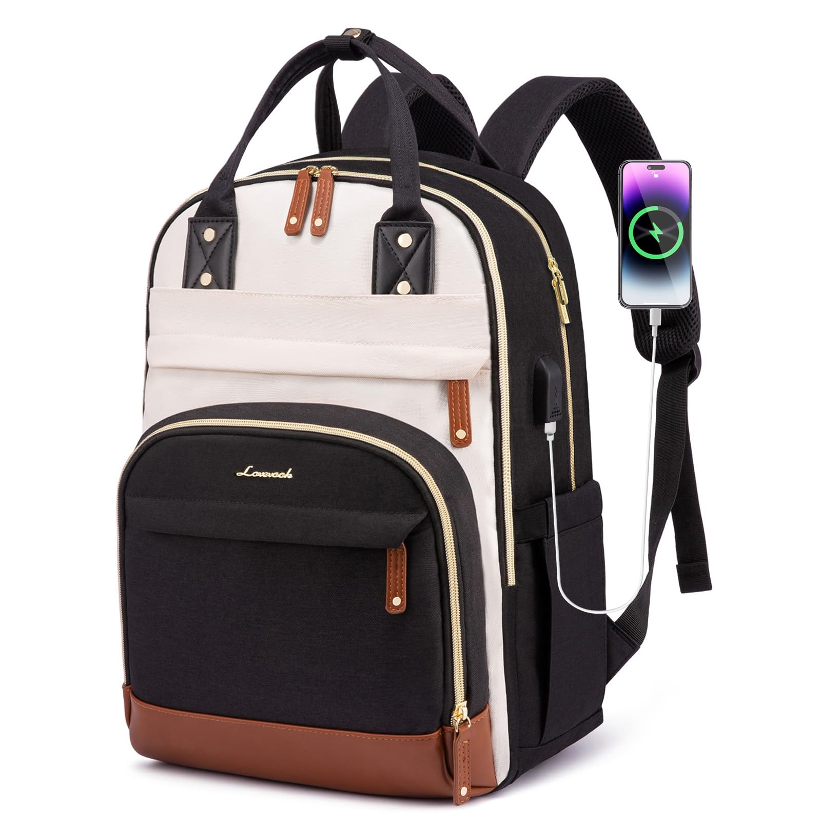Mochila Para Portátil Lovevook Para Mujer, 17 Pulgadas, Antirrobo, Color Beige - Venta Internacional.