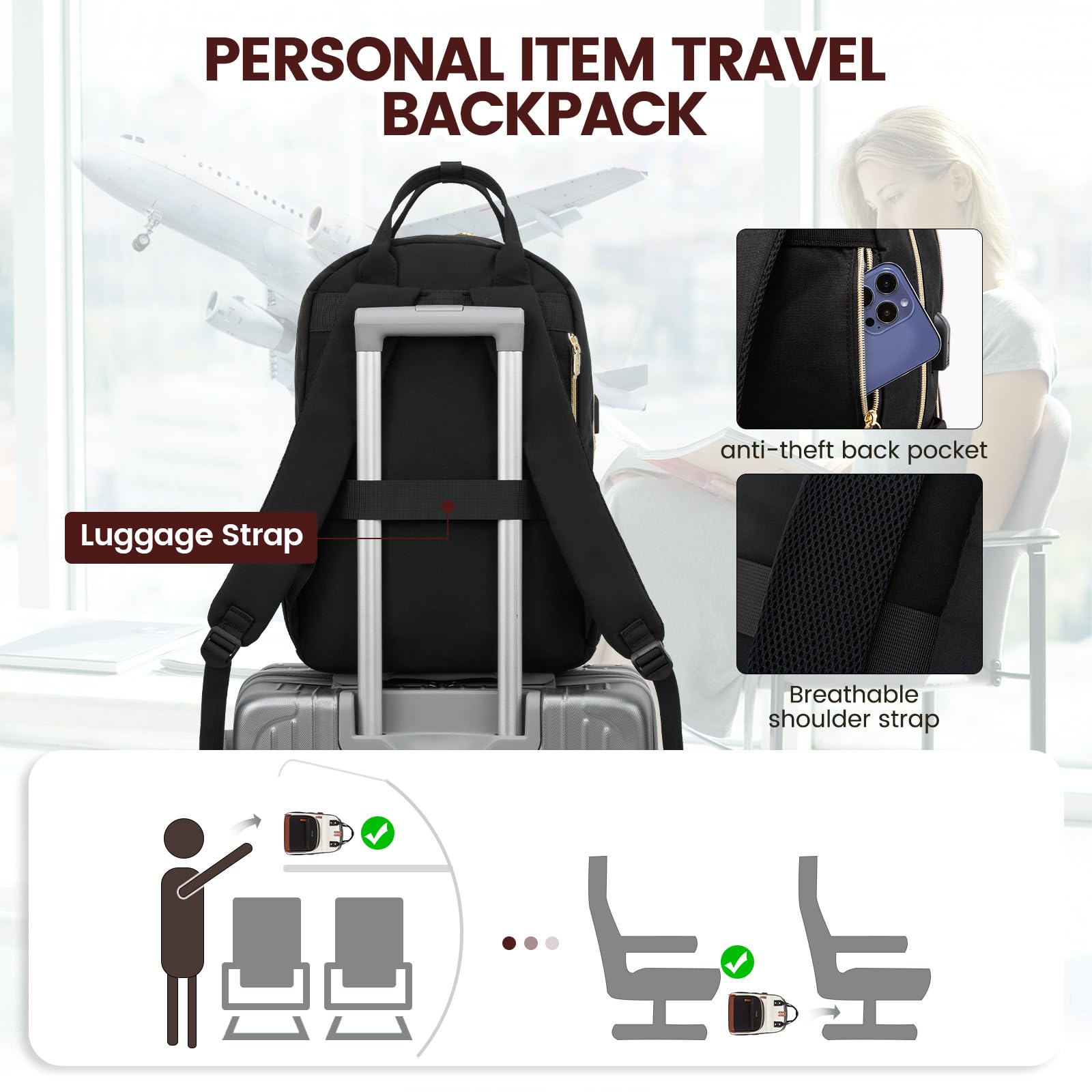 Foto 7 pulgar | Mochila Para Portátil Lovevook Para Mujer, 17 Pulgadas, Antirrobo, Color Beige - Venta Internacional.