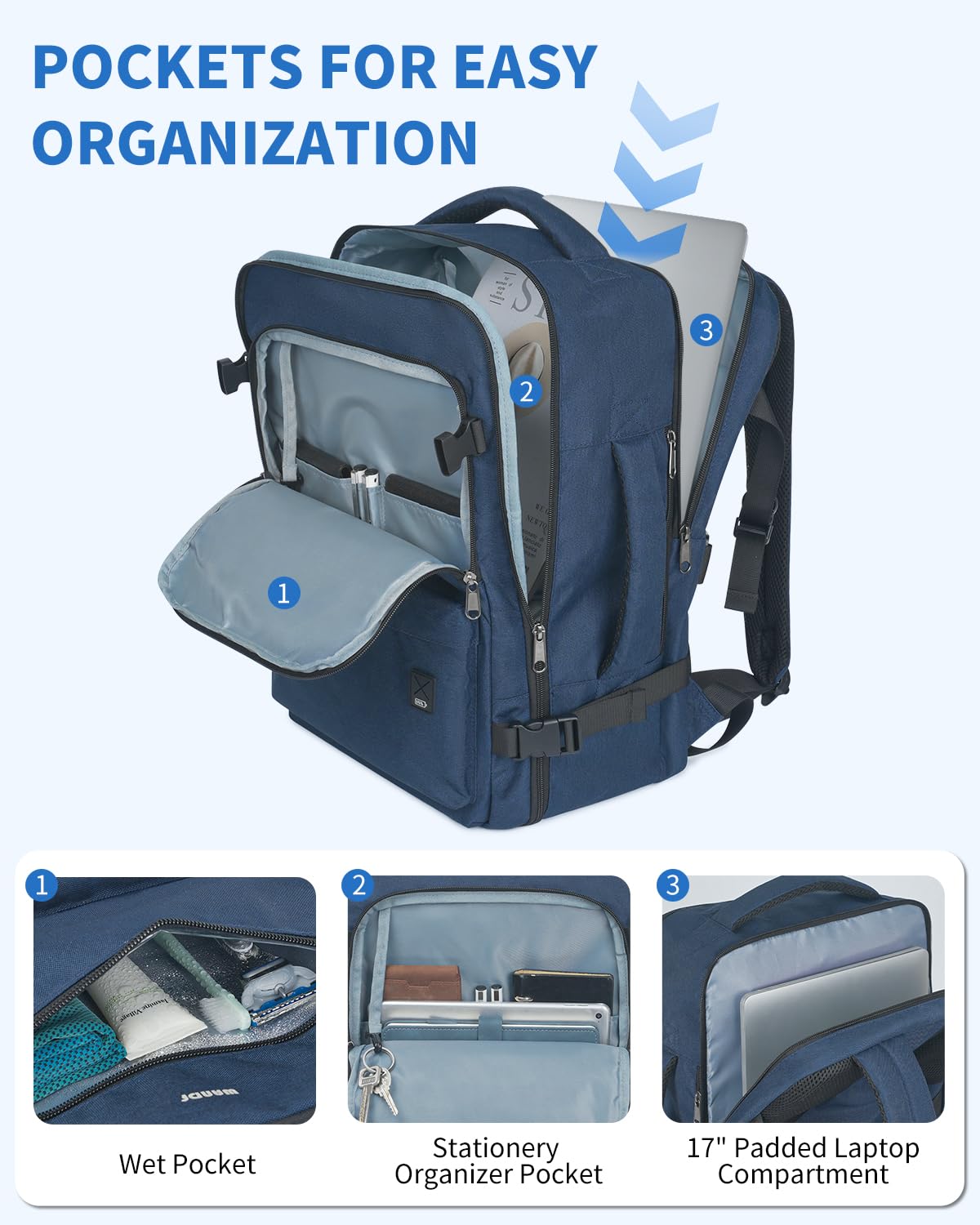 Foto 4 pulgar | Mochila Wandf Travel De 32 Litros Para Spirit Airlines Con Bolsillo Húmedo - Venta Internacional.