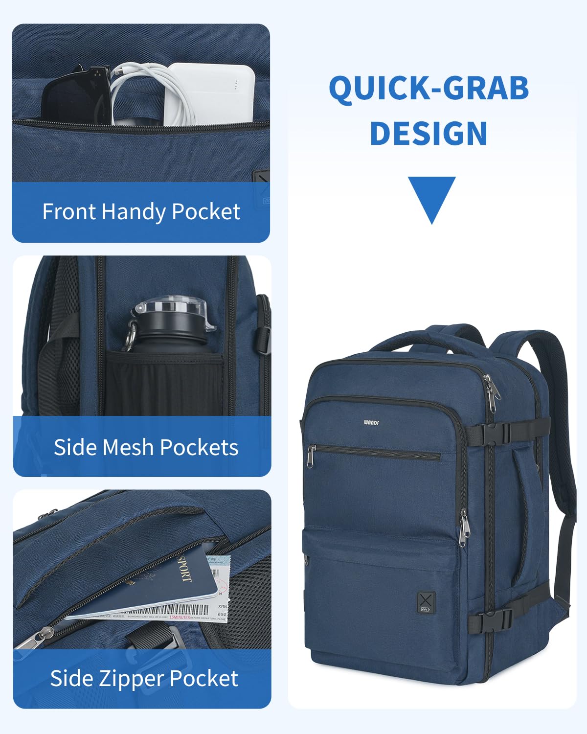 Foto 5 pulgar | Mochila Wandf Travel De 32 Litros Para Spirit Airlines Con Bolsillo Húmedo - Venta Internacional.