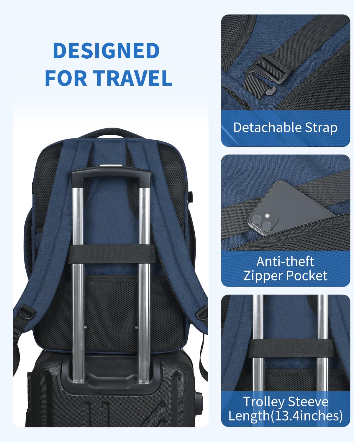 Foto 6 pulgar | Mochila Wandf Travel De 32 Litros Para Spirit Airlines Con Bolsillo Húmedo - Venta Internacional.