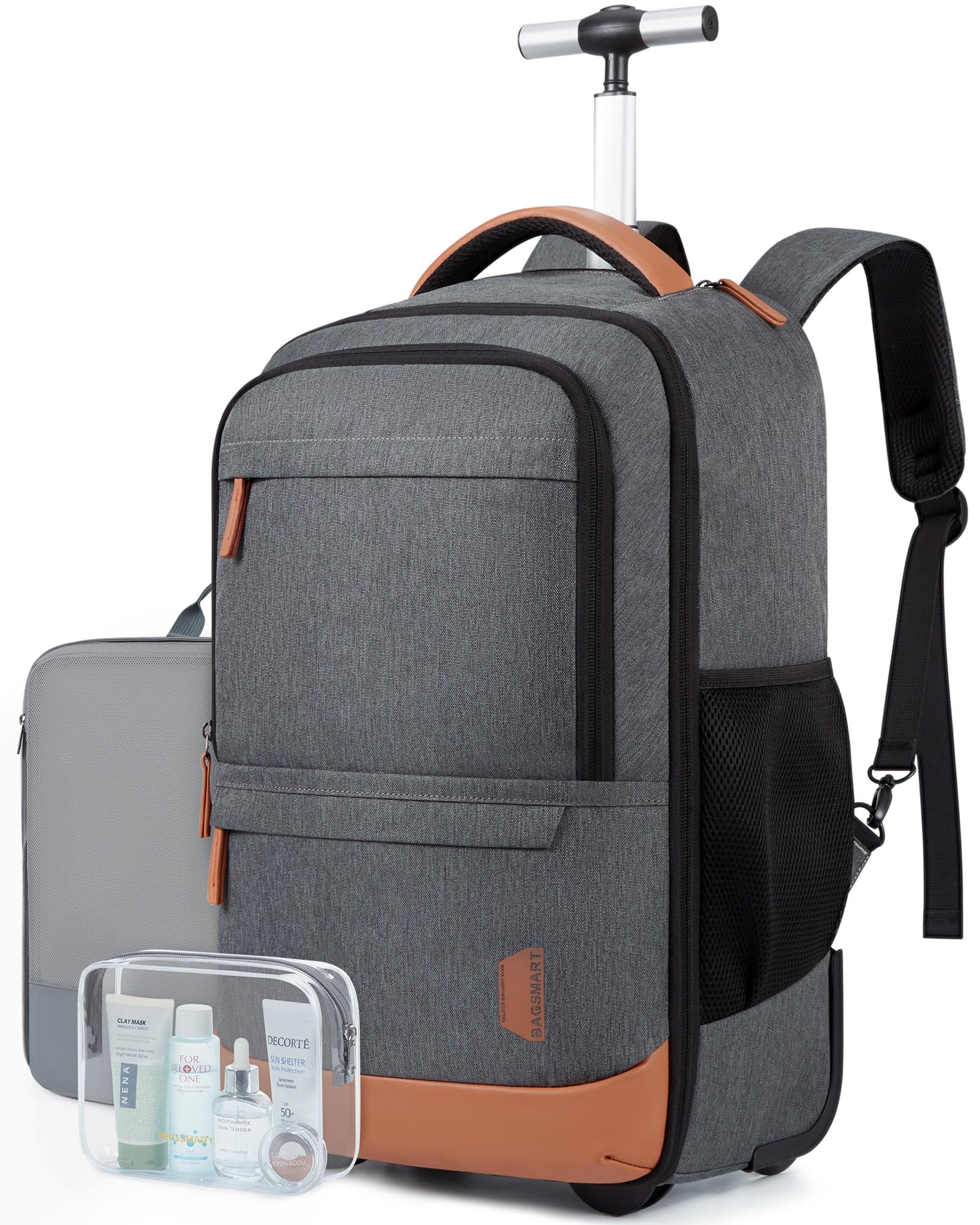 Mochila De Viaje Con Ruedas Bagsmart De 17 Pulgadas Con Cubos De Embalaje Gris - Venta Internacional.
