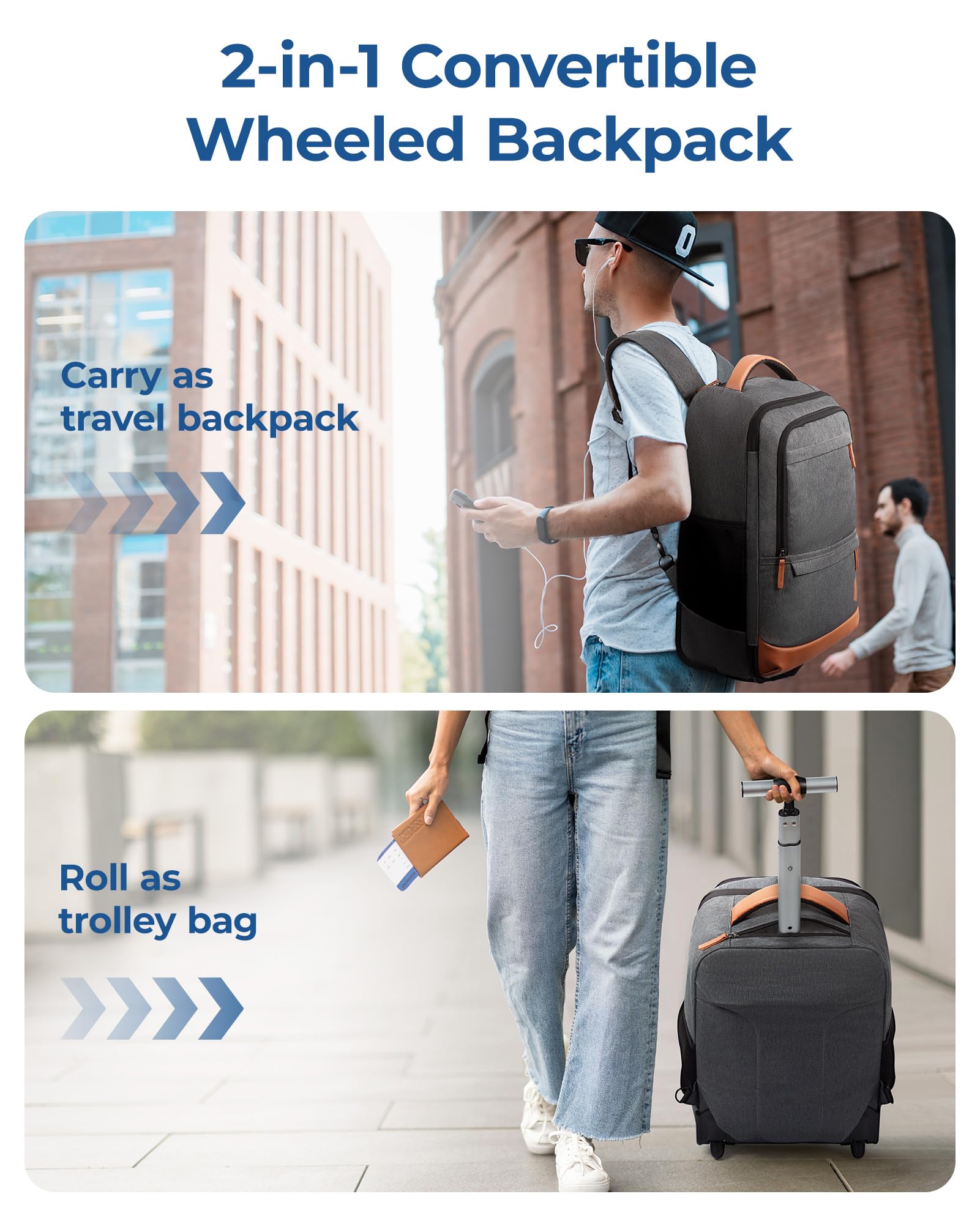 Foto 3 pulgar | Mochila De Viaje Con Ruedas Bagsmart De 17 Pulgadas Con Cubos De Embalaje Gris - Venta Internacional.